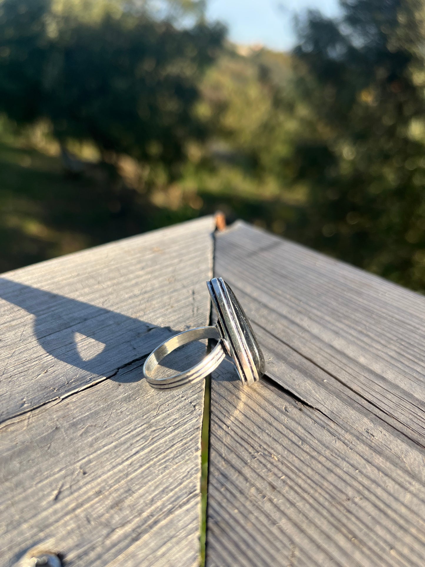 Bague en Obsidienne argentée taille 71