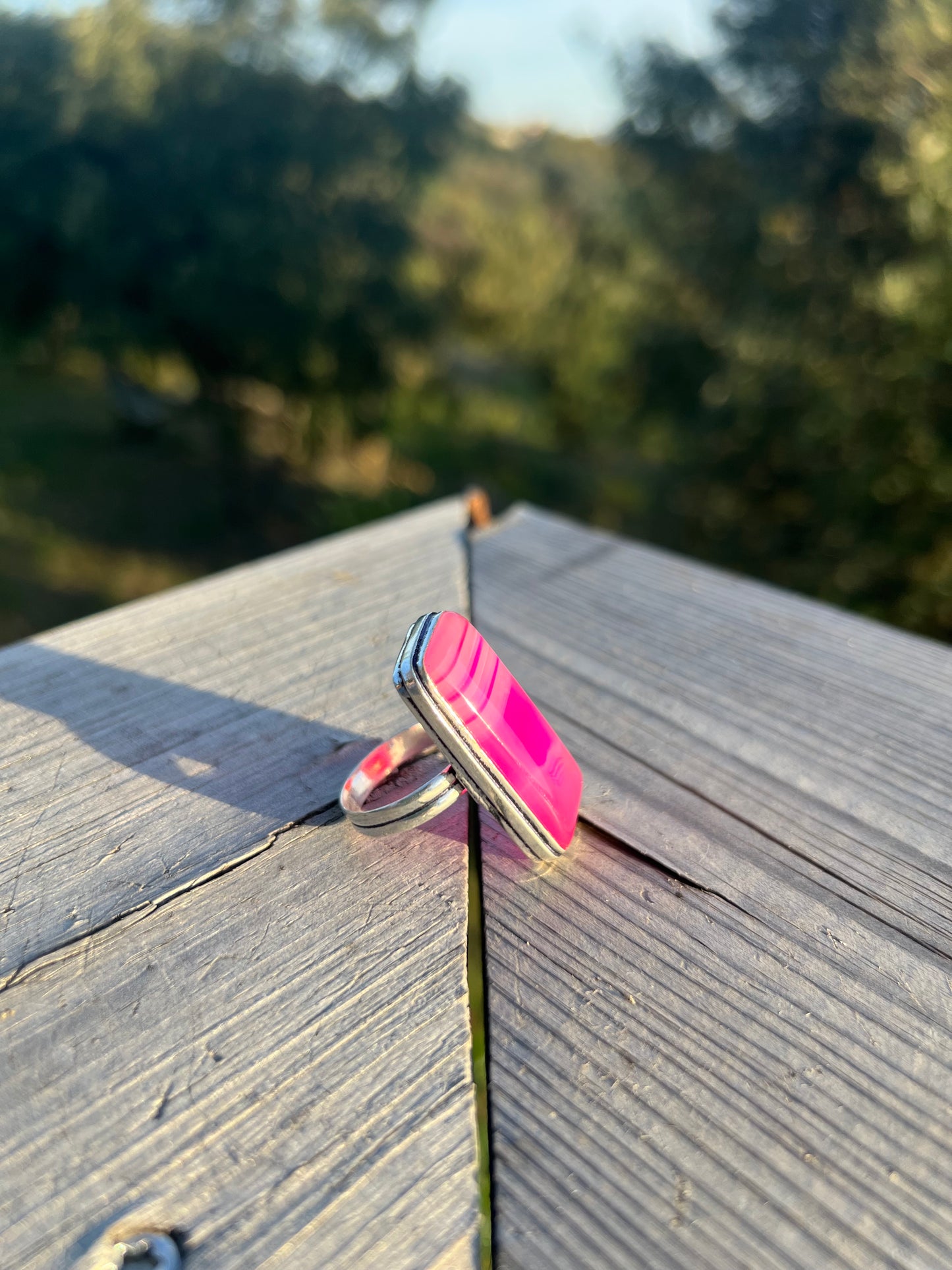 Bague en Agate teintée rose taille 59