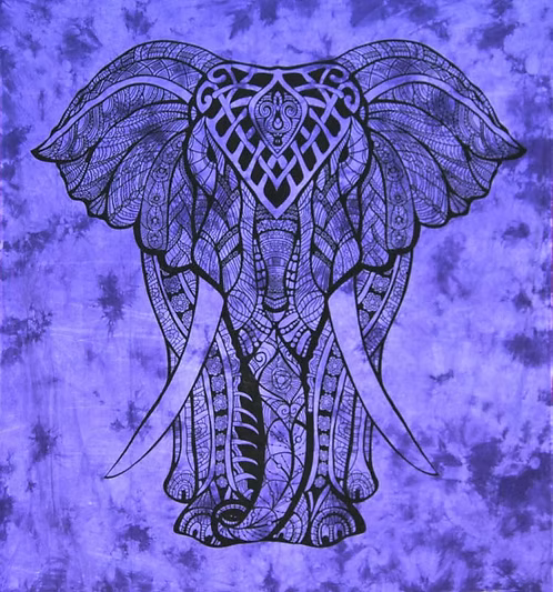 Tenture Éléphant violet grand modèle