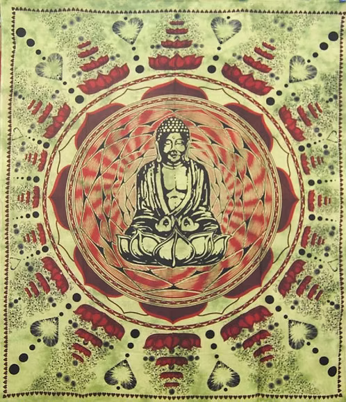 Tenture Bouddha vert grand modèle