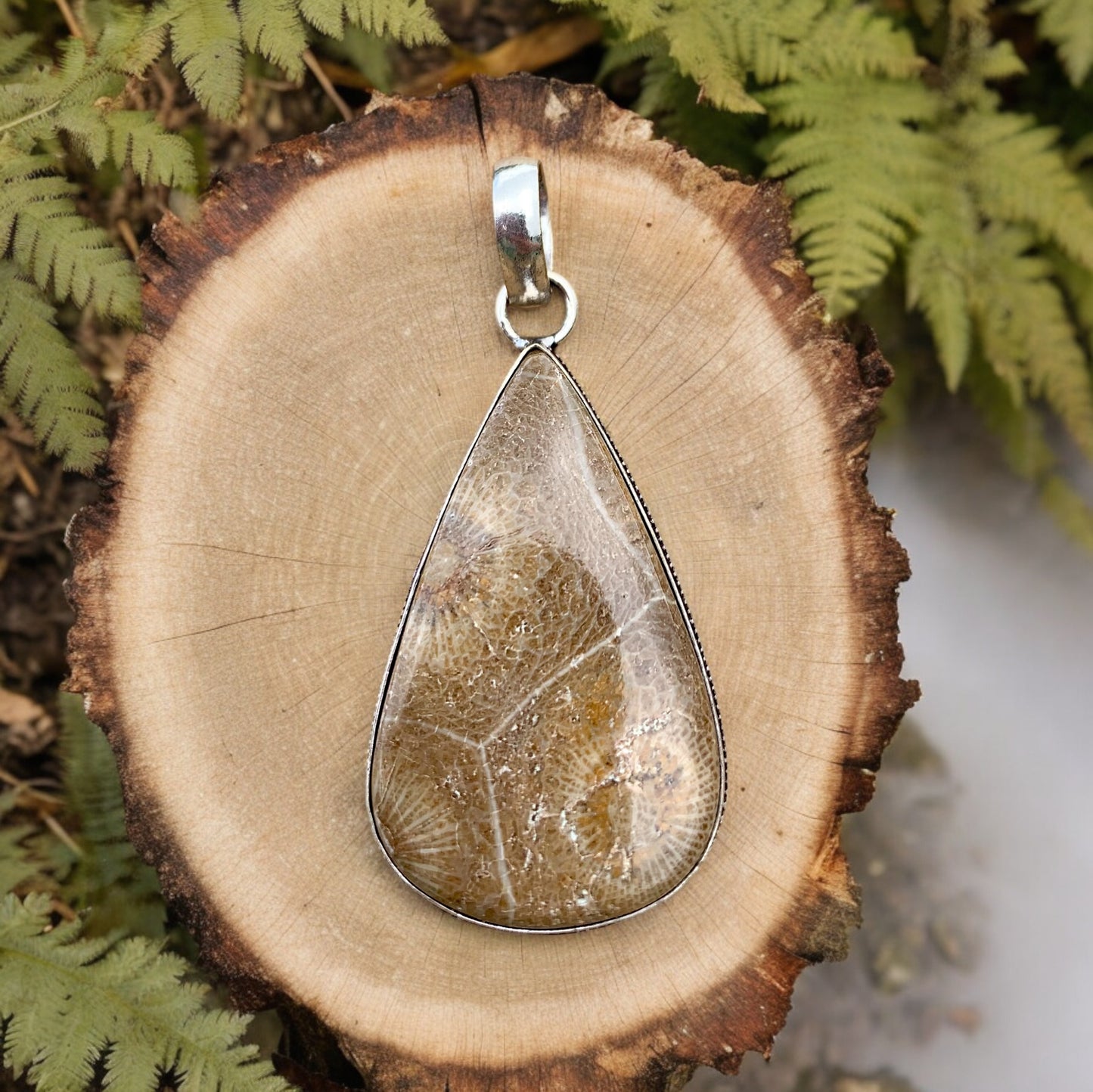 Fossil Coral Pendant from Indonesia