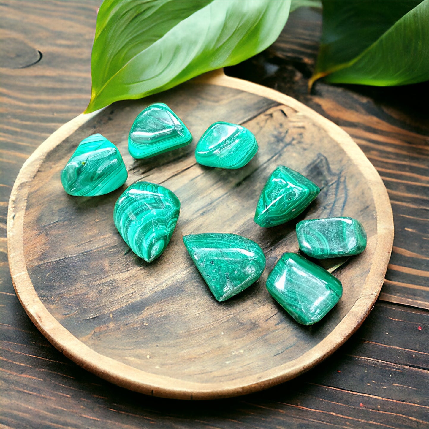 Malachite tumbled stone
