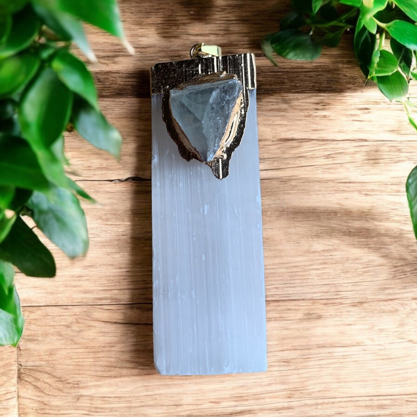Pendentif en Sélénite & Fluorite verte