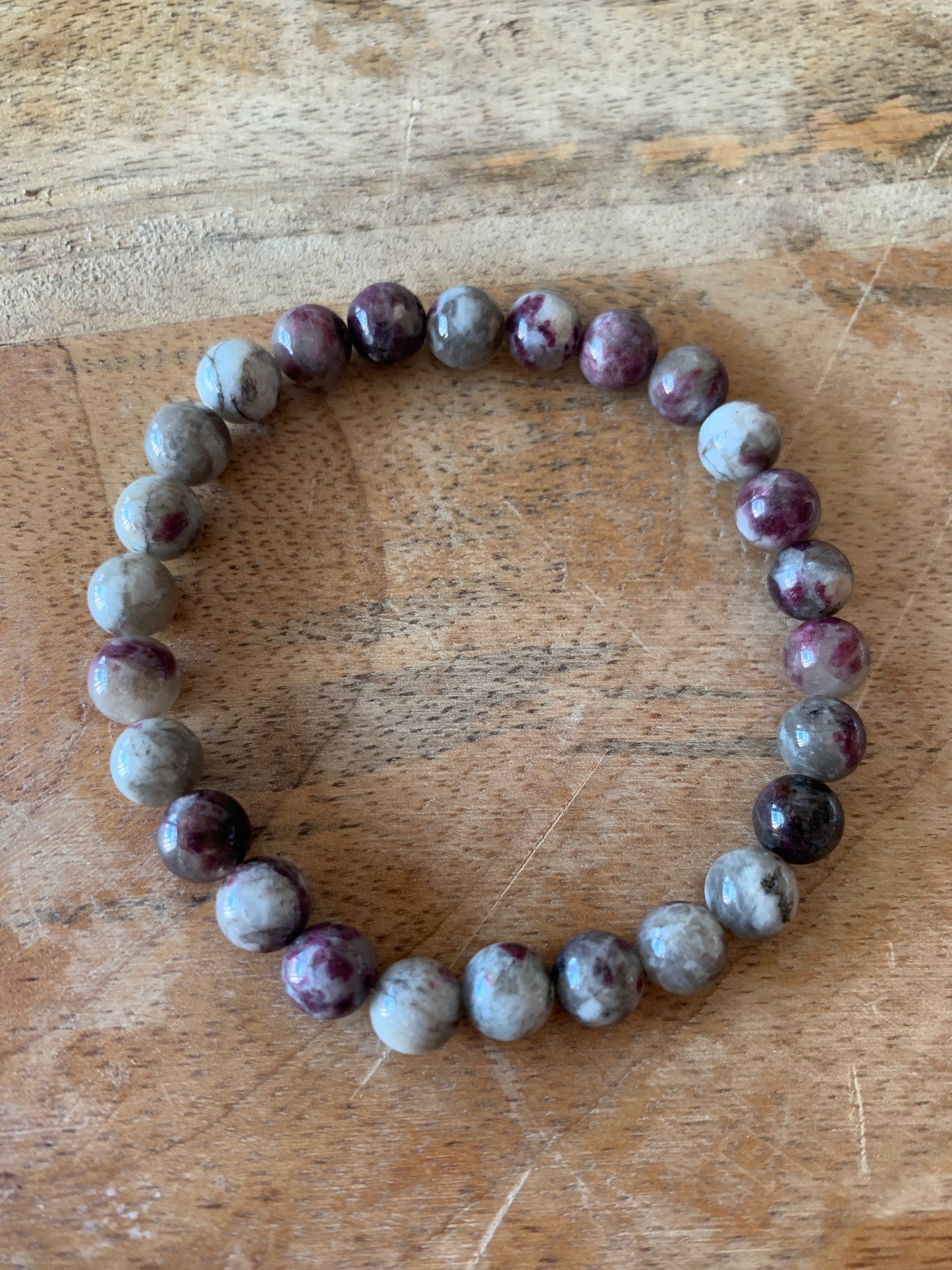 8mm Pink Tourmaline or Rubellite Bracelet