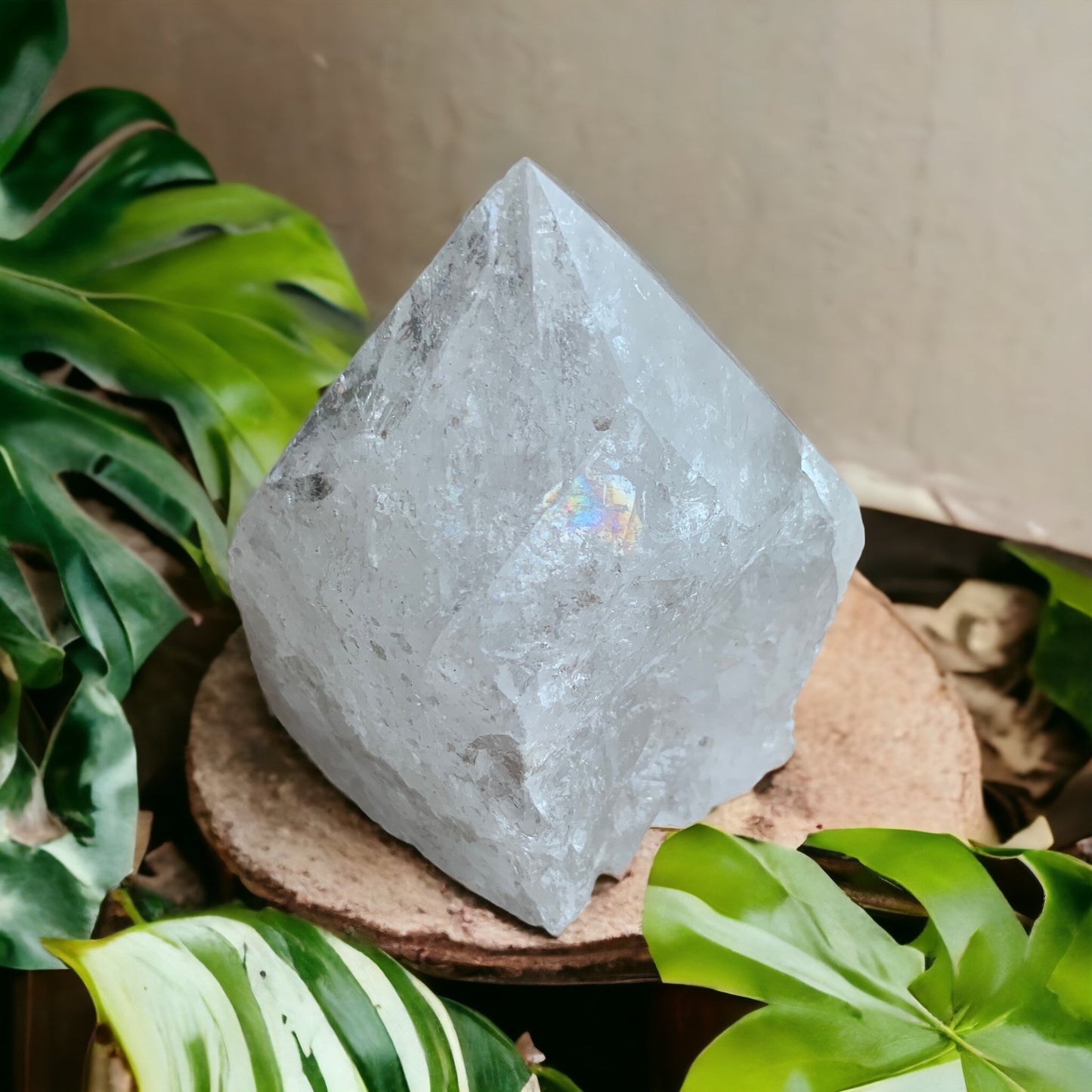 Raw & polished Rock Crystal Point