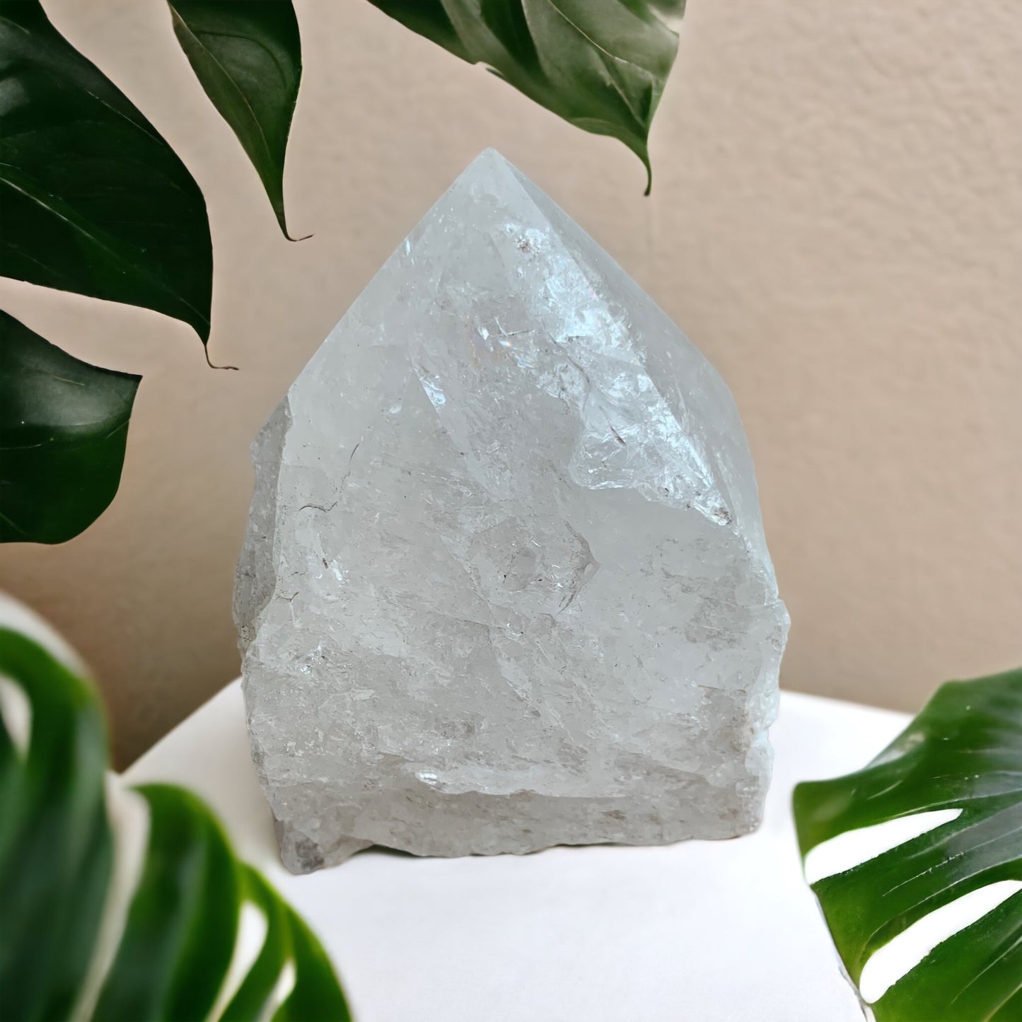 Raw & polished Rock Crystal Point