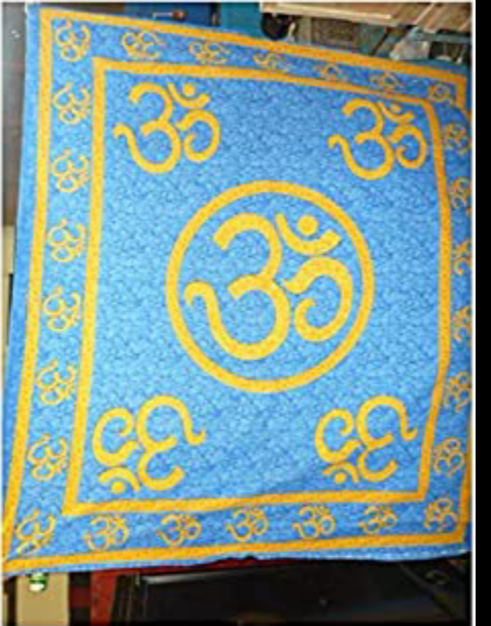 Om blue & yellow wall hanging, medium model