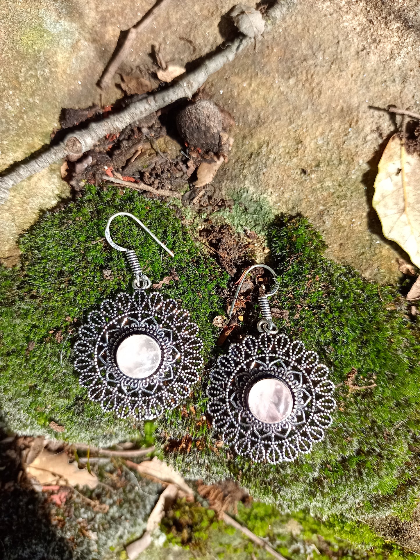 Boucles d'oreilles en Quartz Rose