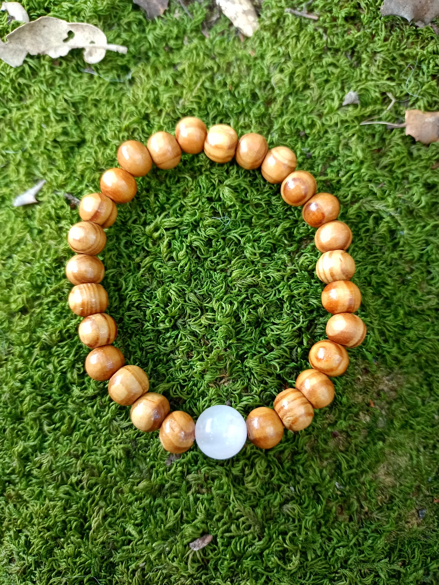 Bracelet en Bois de Cèdre & Quartz Rose 8mm