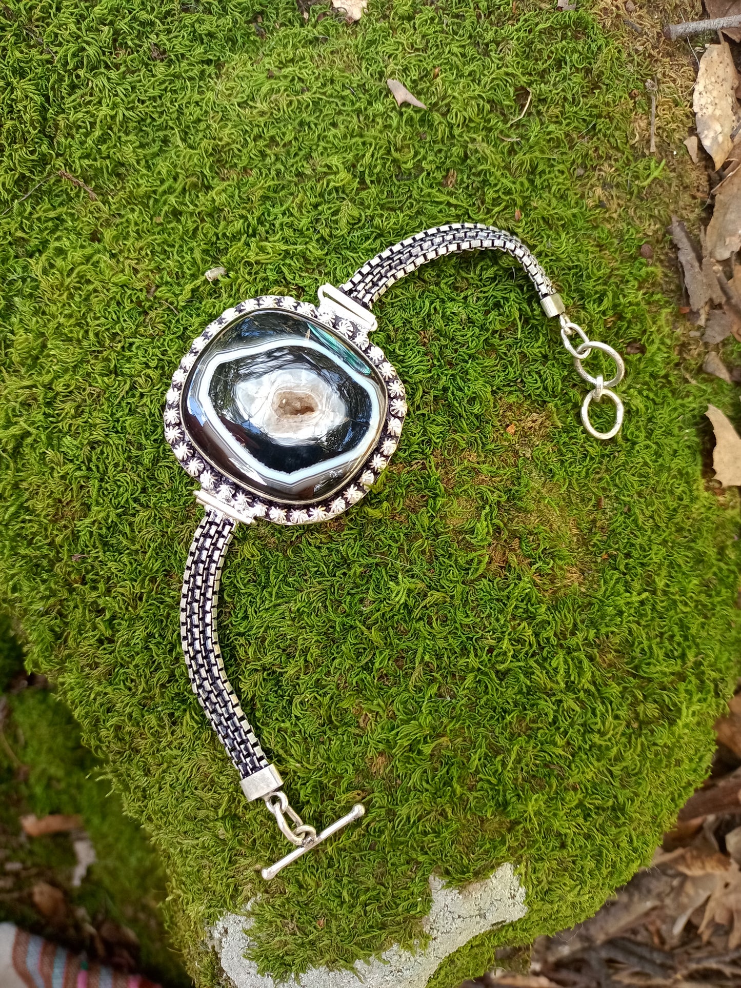 Bracelet en Agate noire & blanche