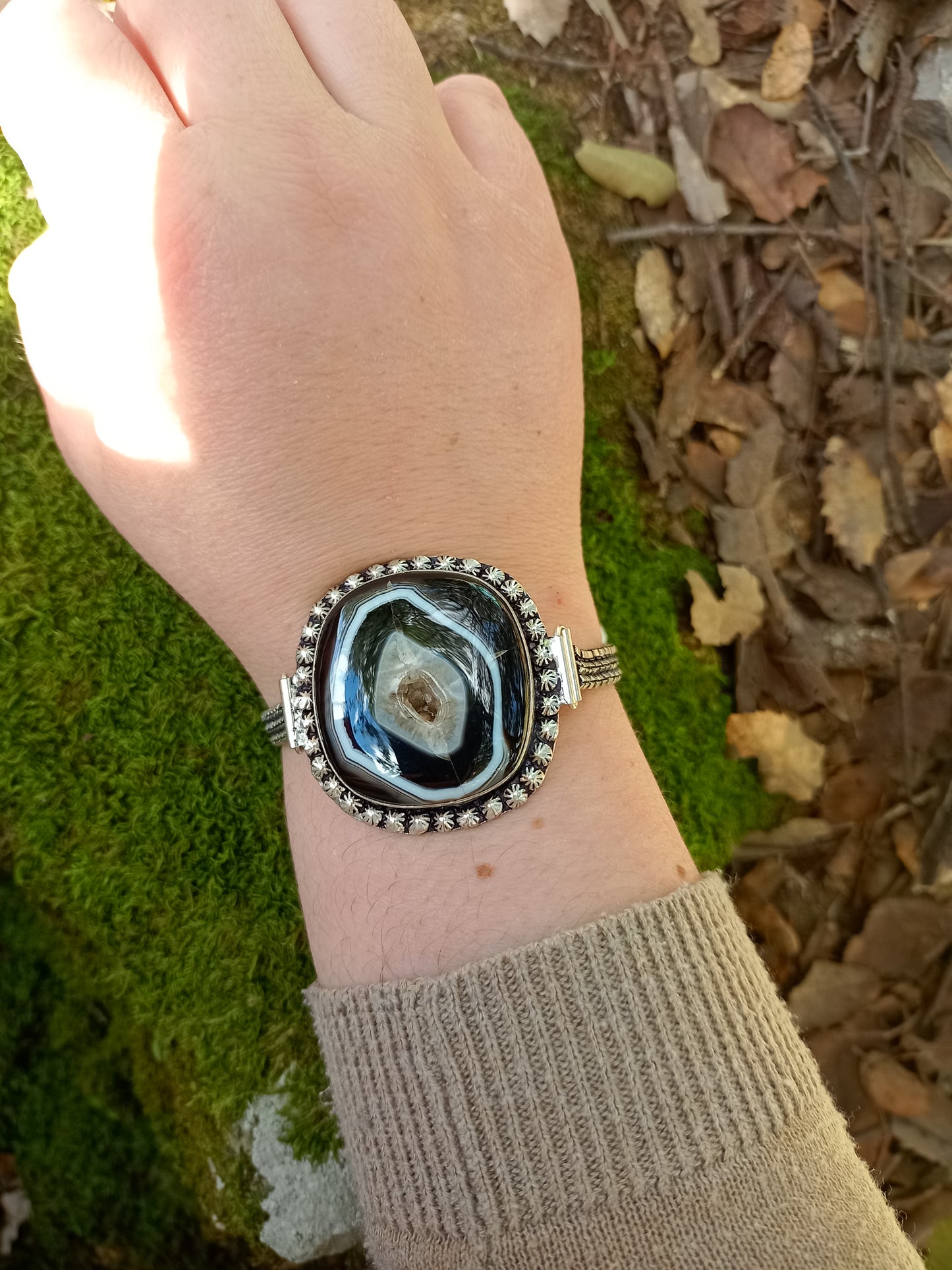 Bracelet en Agate noire & blanche