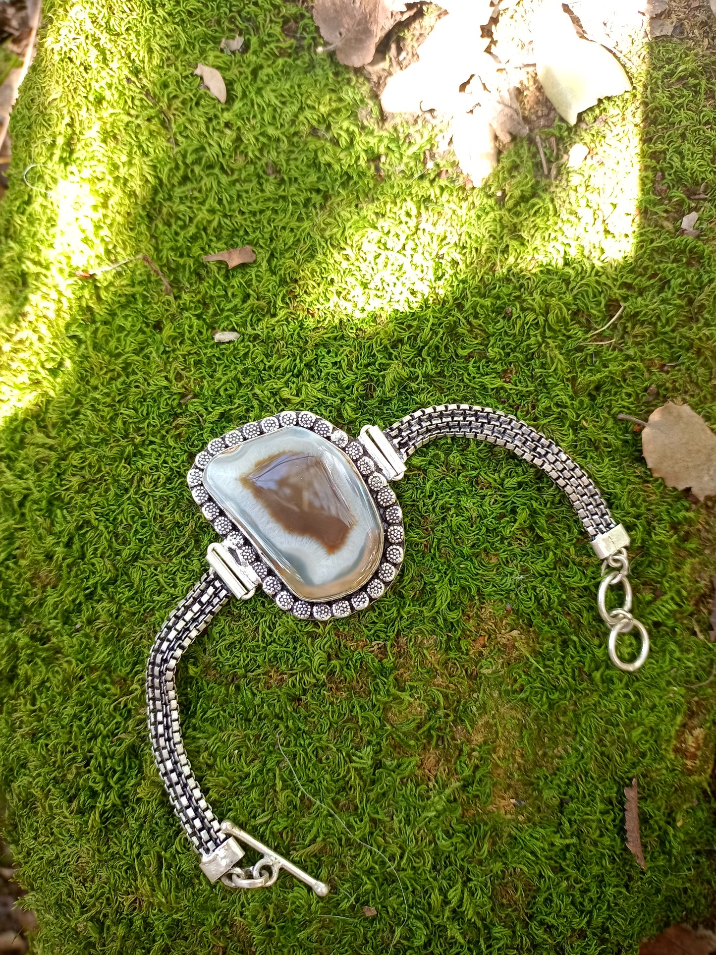 White & Brown Agate Bracelet