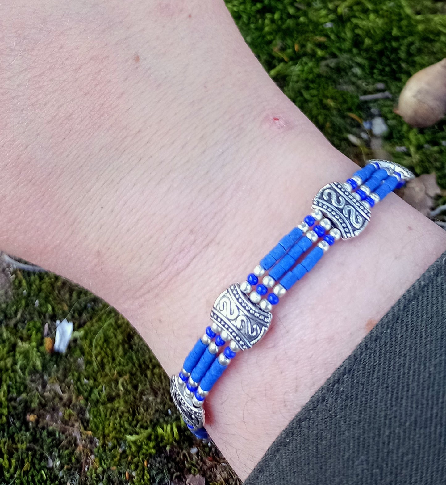 Bracelet Tibétain en Lapis-Lazuli & perles fantaisies
