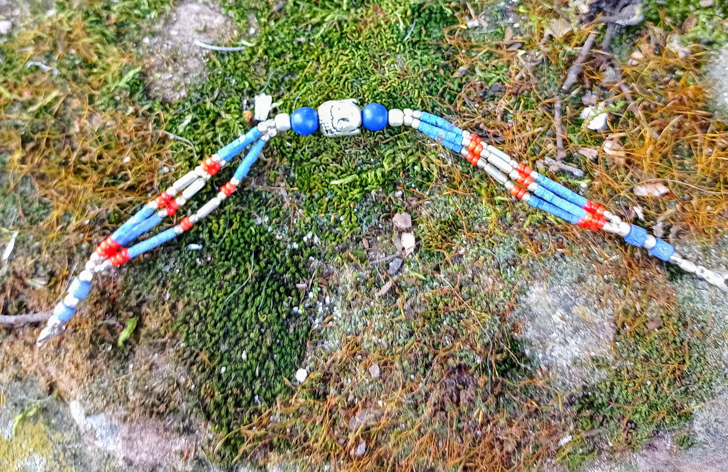 Bracelet Tibétain en Lapis-Lazuli, perles fantaisies & Bouddha