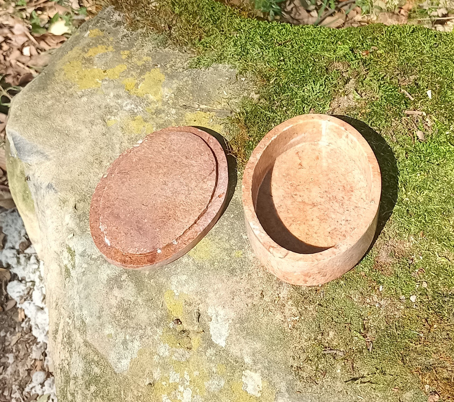 Oval Ankh Symbol Box in Rosée Soapstone