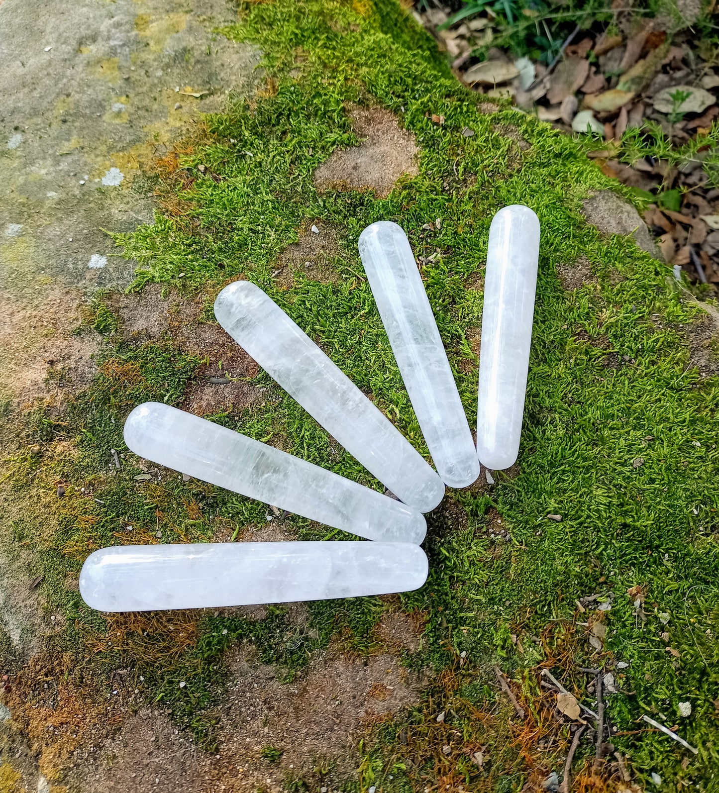 Rock Crystal Massage Sticks - Transparent Quartz