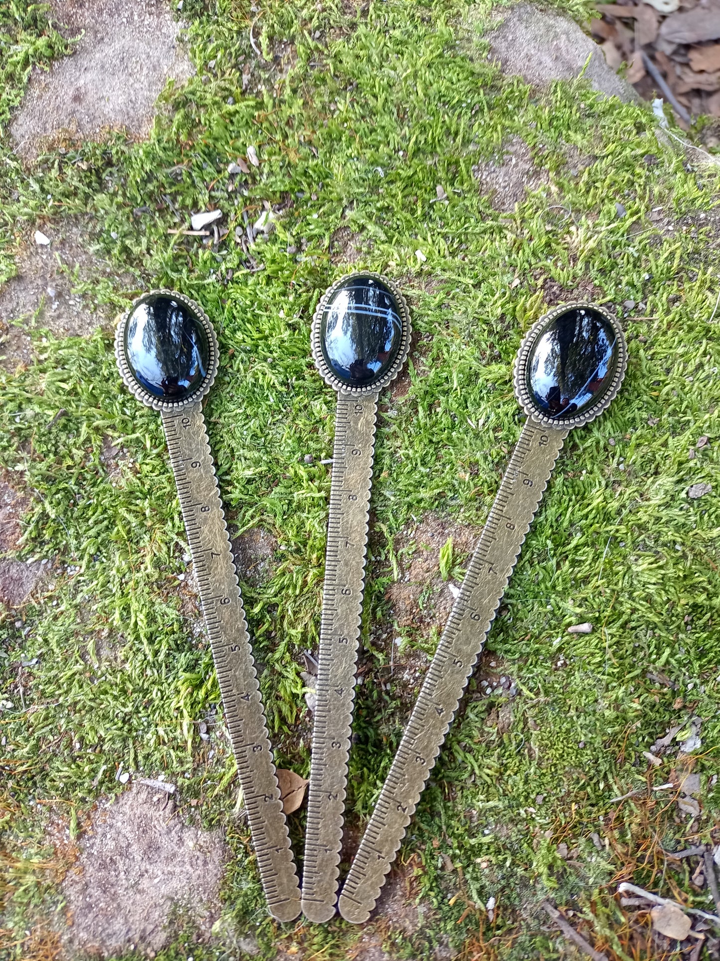 Marque-page - règle en Agate Noire
