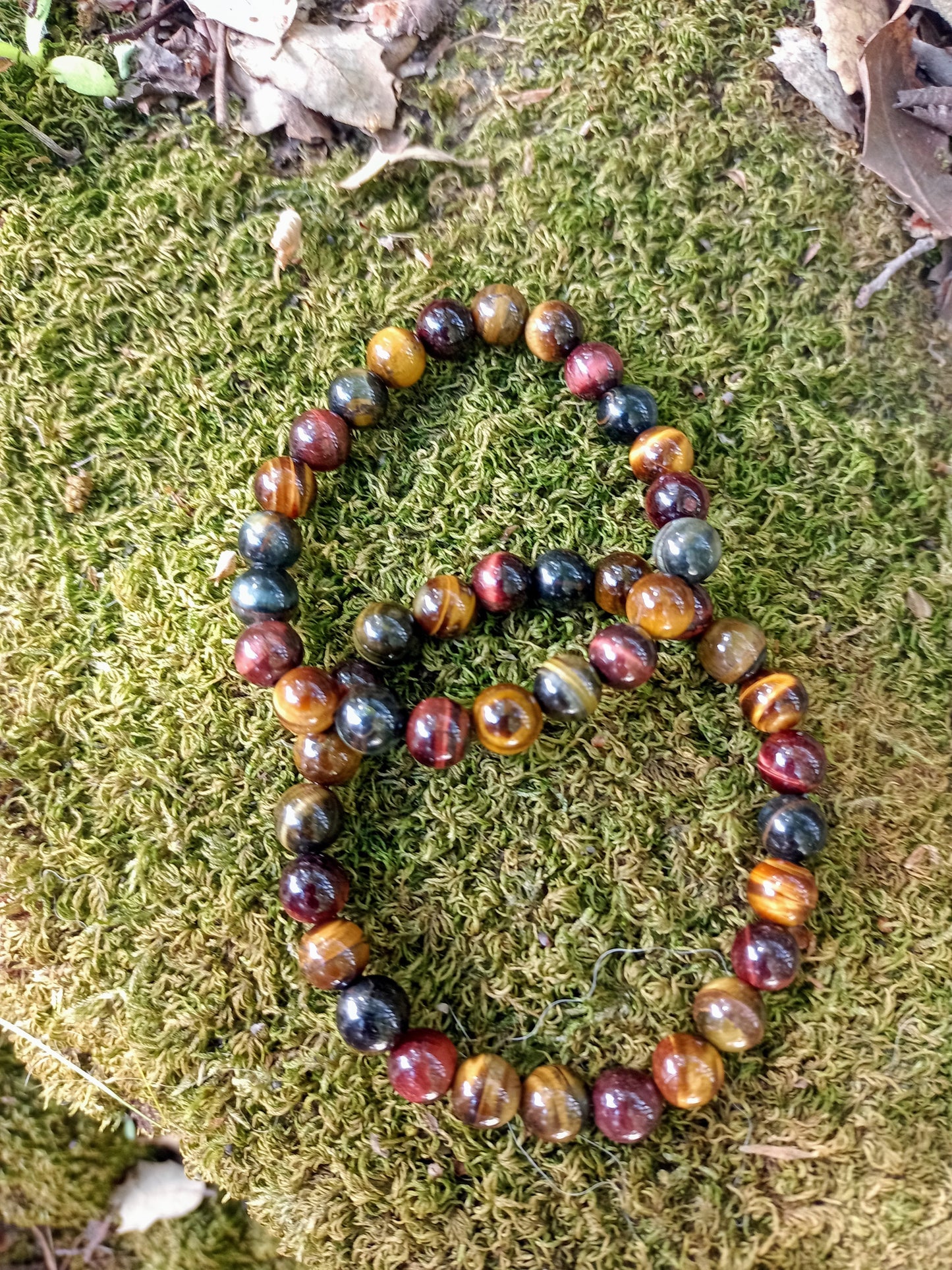 3 Protection Bracelet in Bull's Eye, Hawk's Eye & Tiger's Eye 8mm