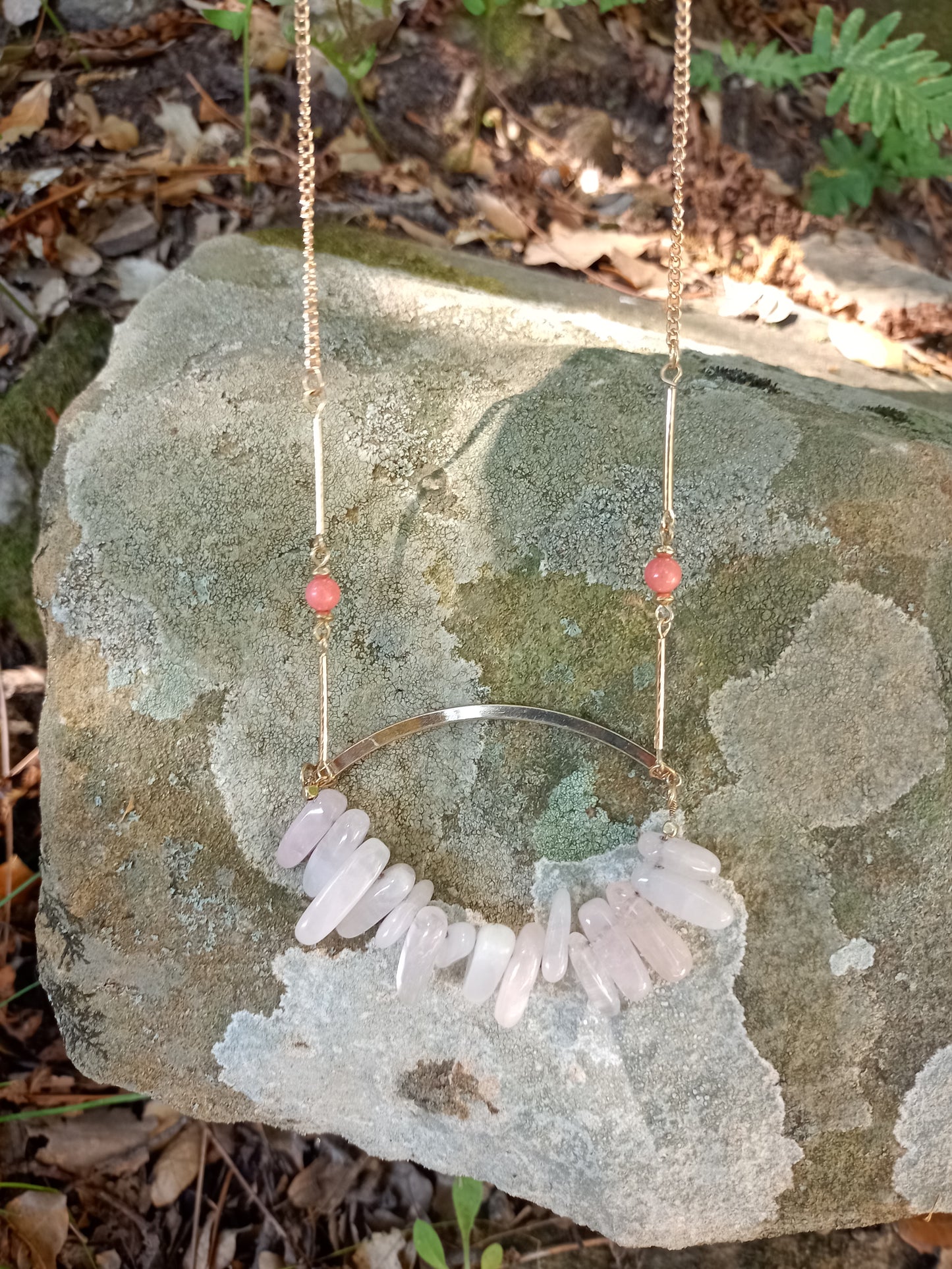 Collier Ethnique en Quartz Rose