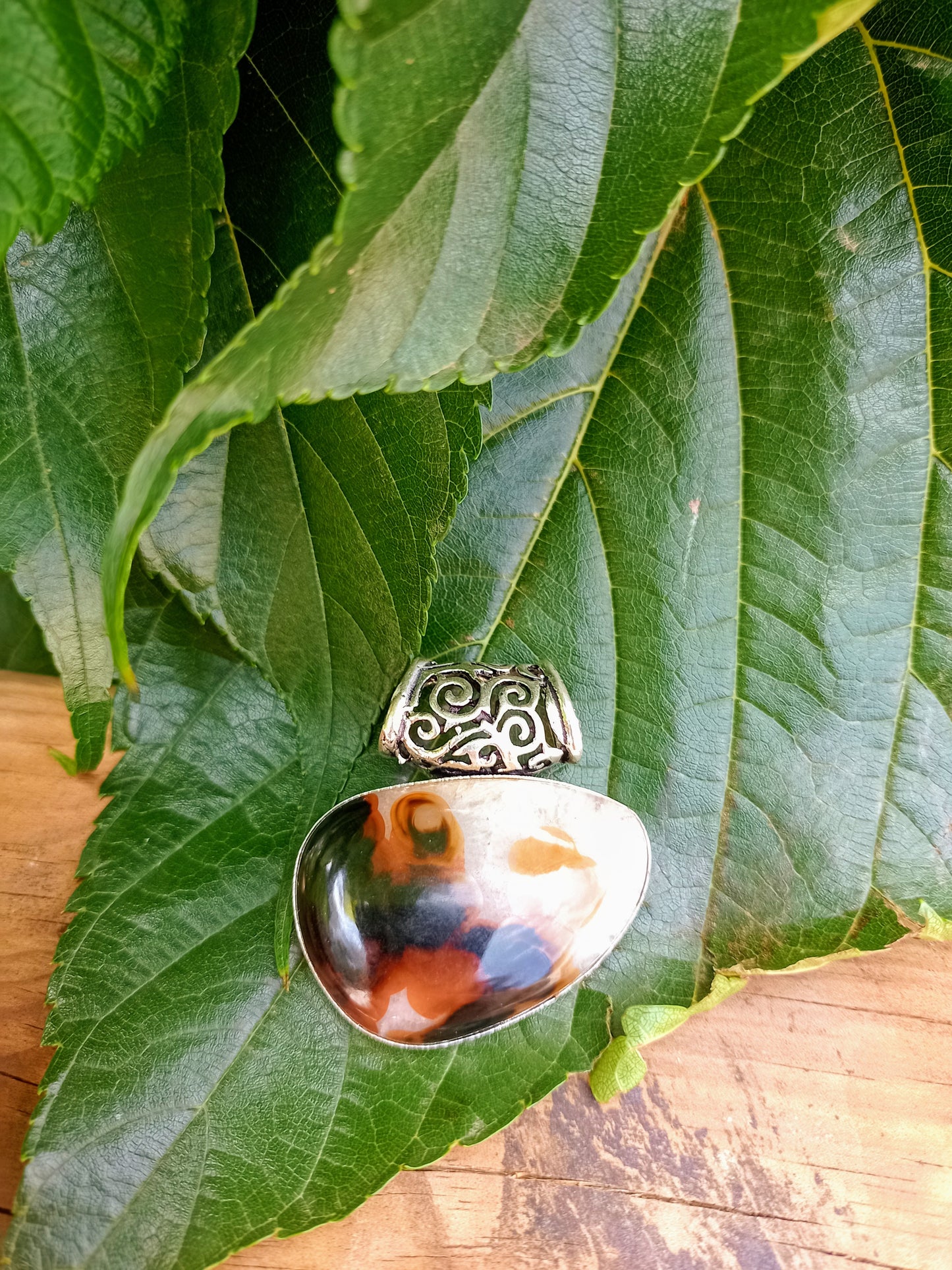 Pendentif en Agate Blanche & Marron