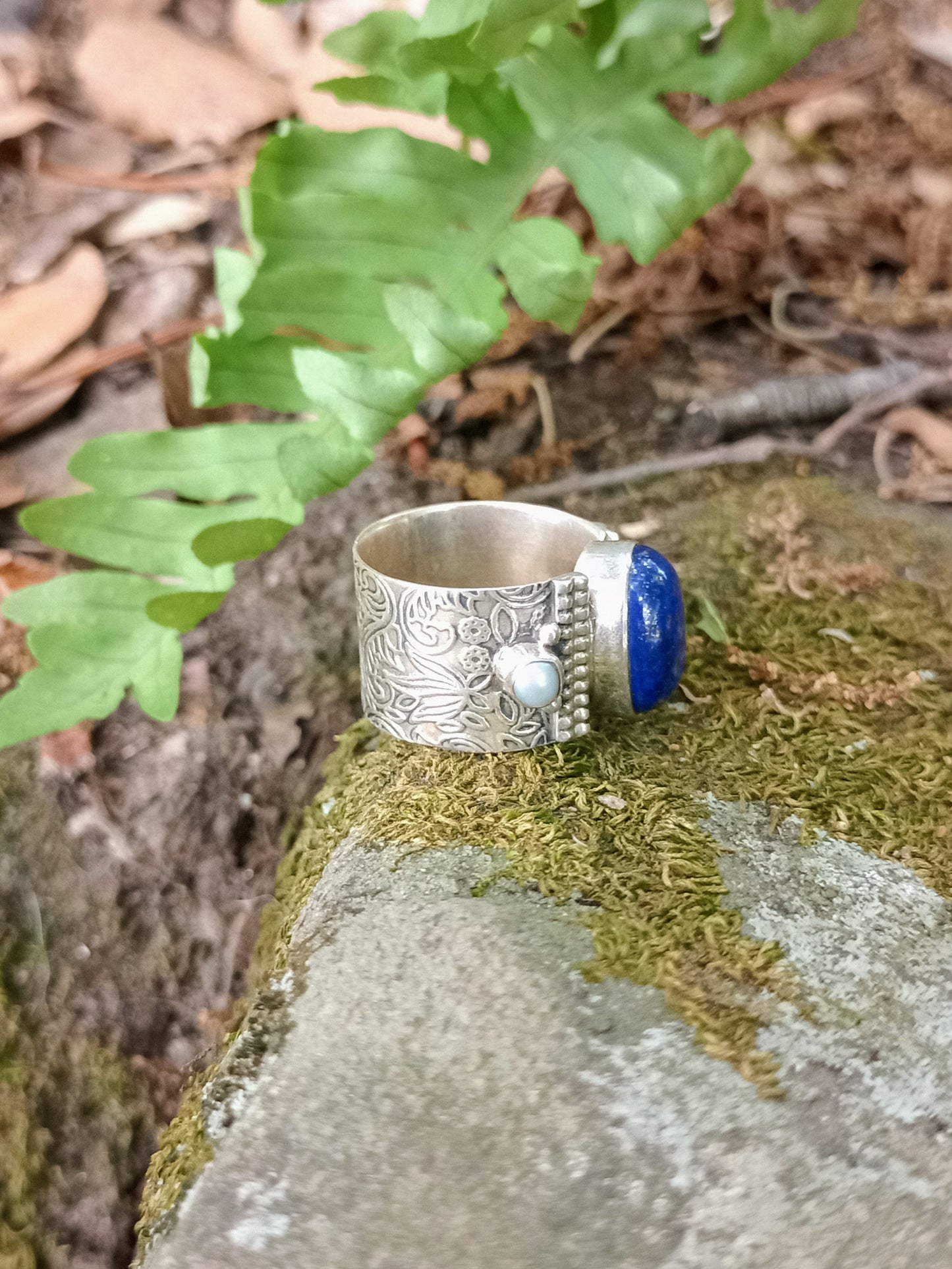 Bague en Lapis-Lazuli & Perle de Culture