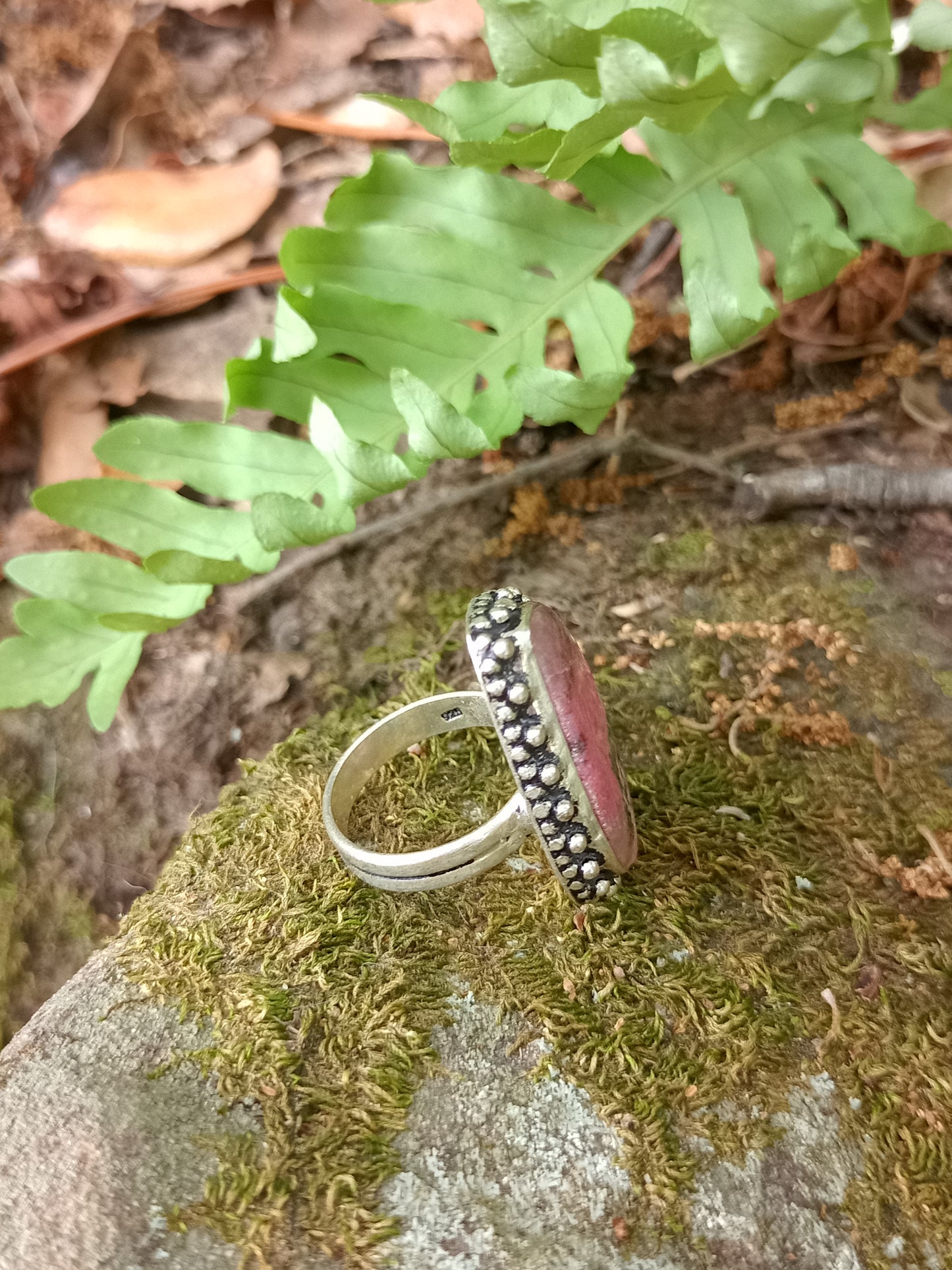 Rhodonite ring size 55