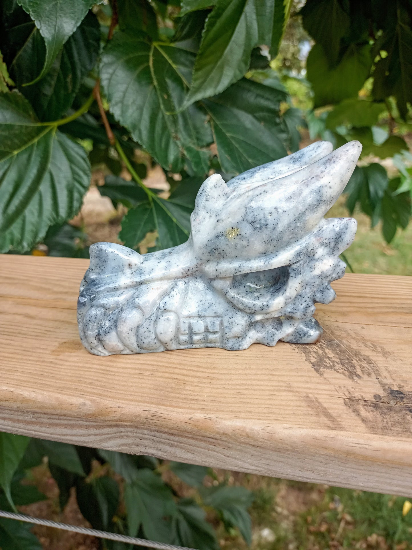 Dragon in Dendritic Agate or Merlin Stone (Merlinite)