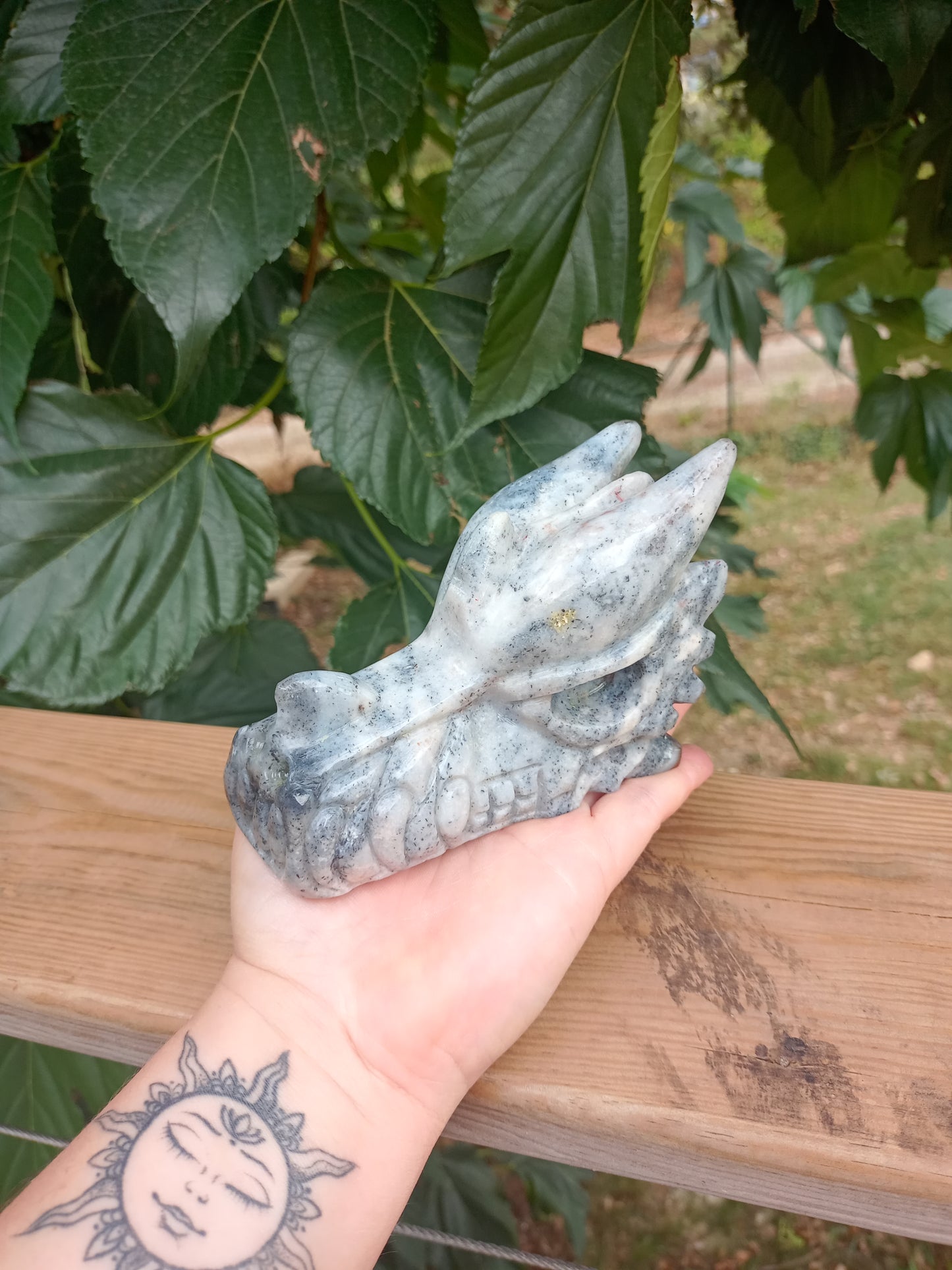 Dragon in Dendritic Agate or Merlin Stone (Merlinite)