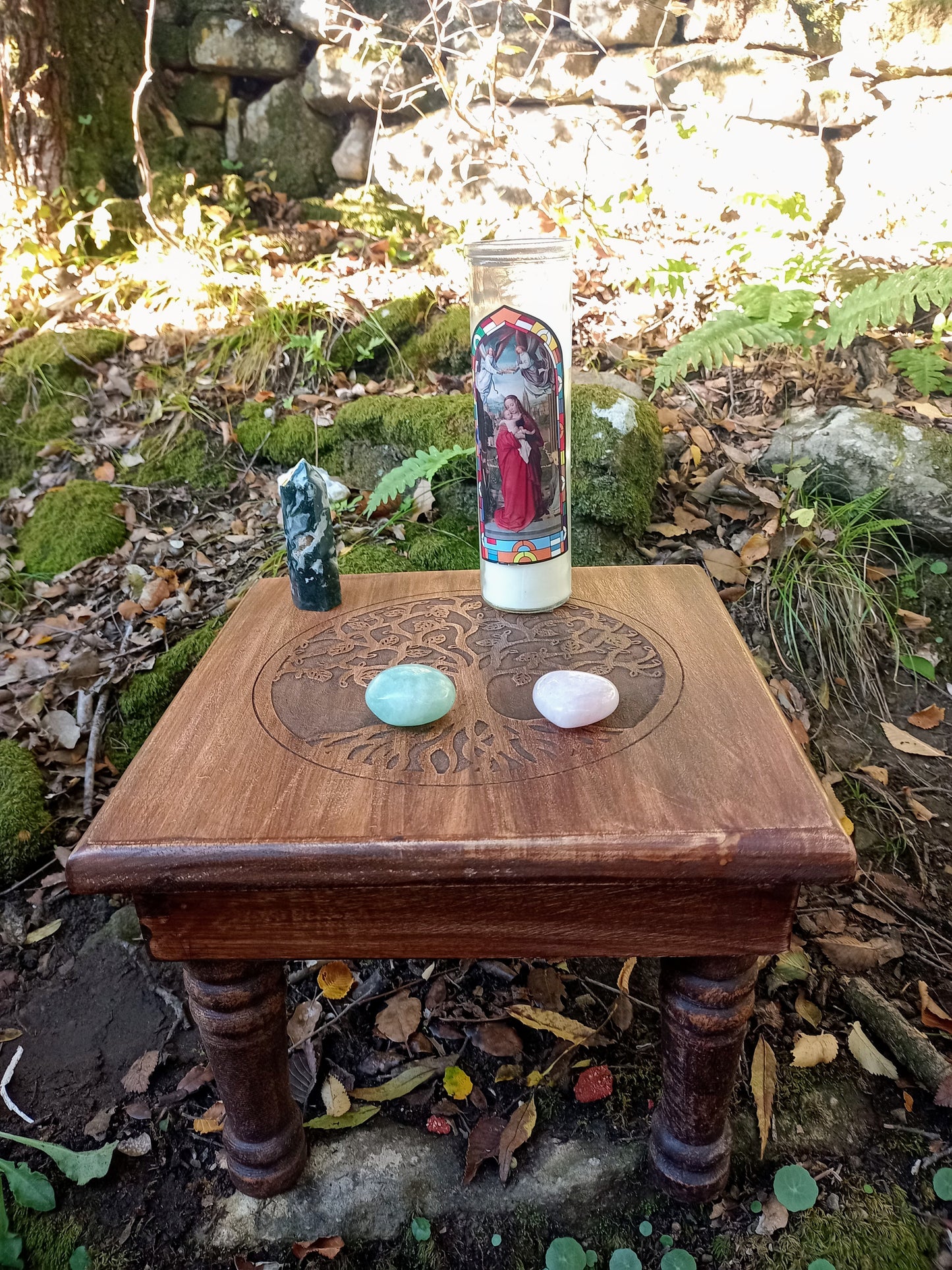 Ritual Table & Tree of Life Altar in Mango Wood