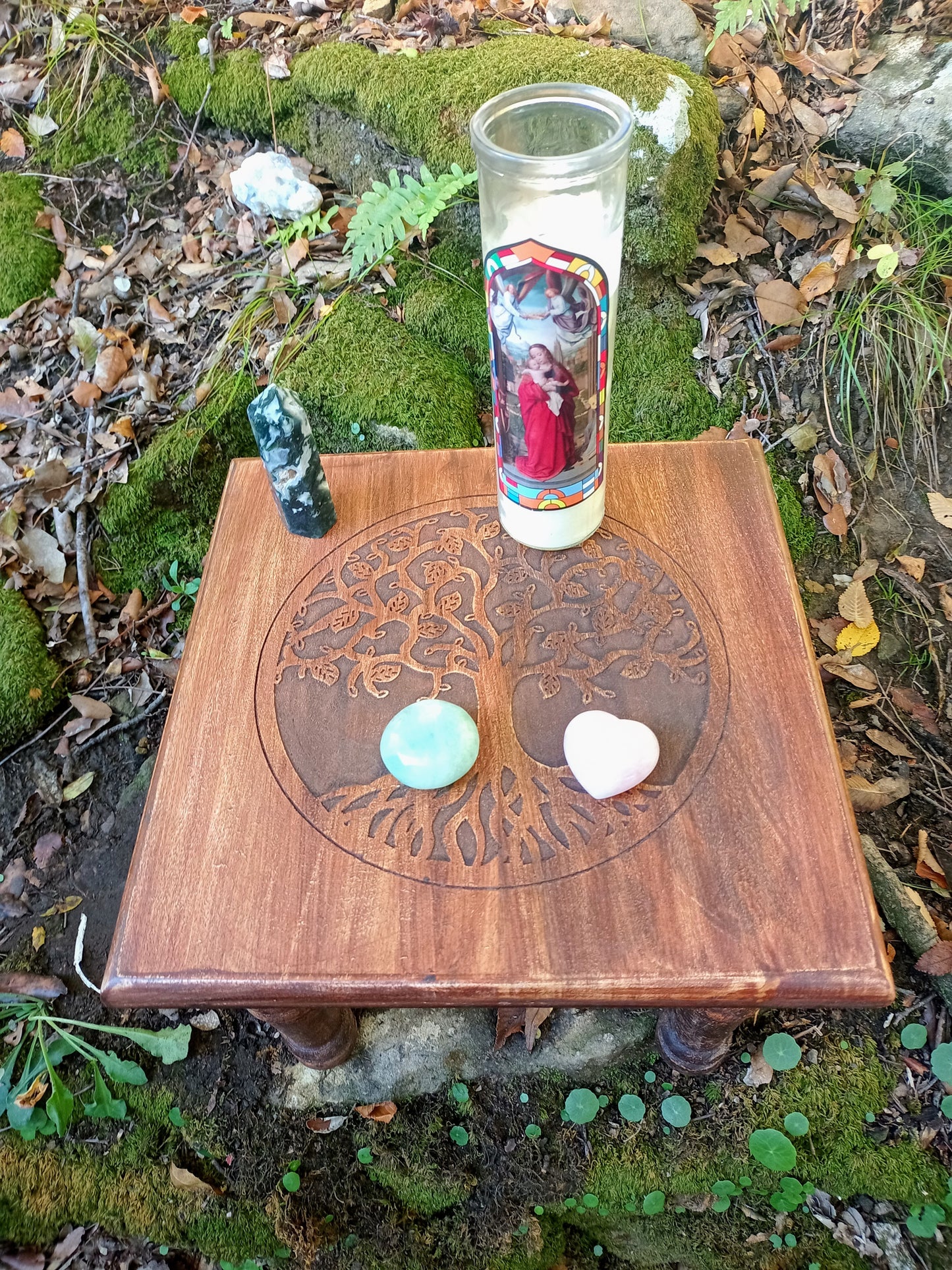 Ritual Table & Tree of Life Altar in Mango Wood