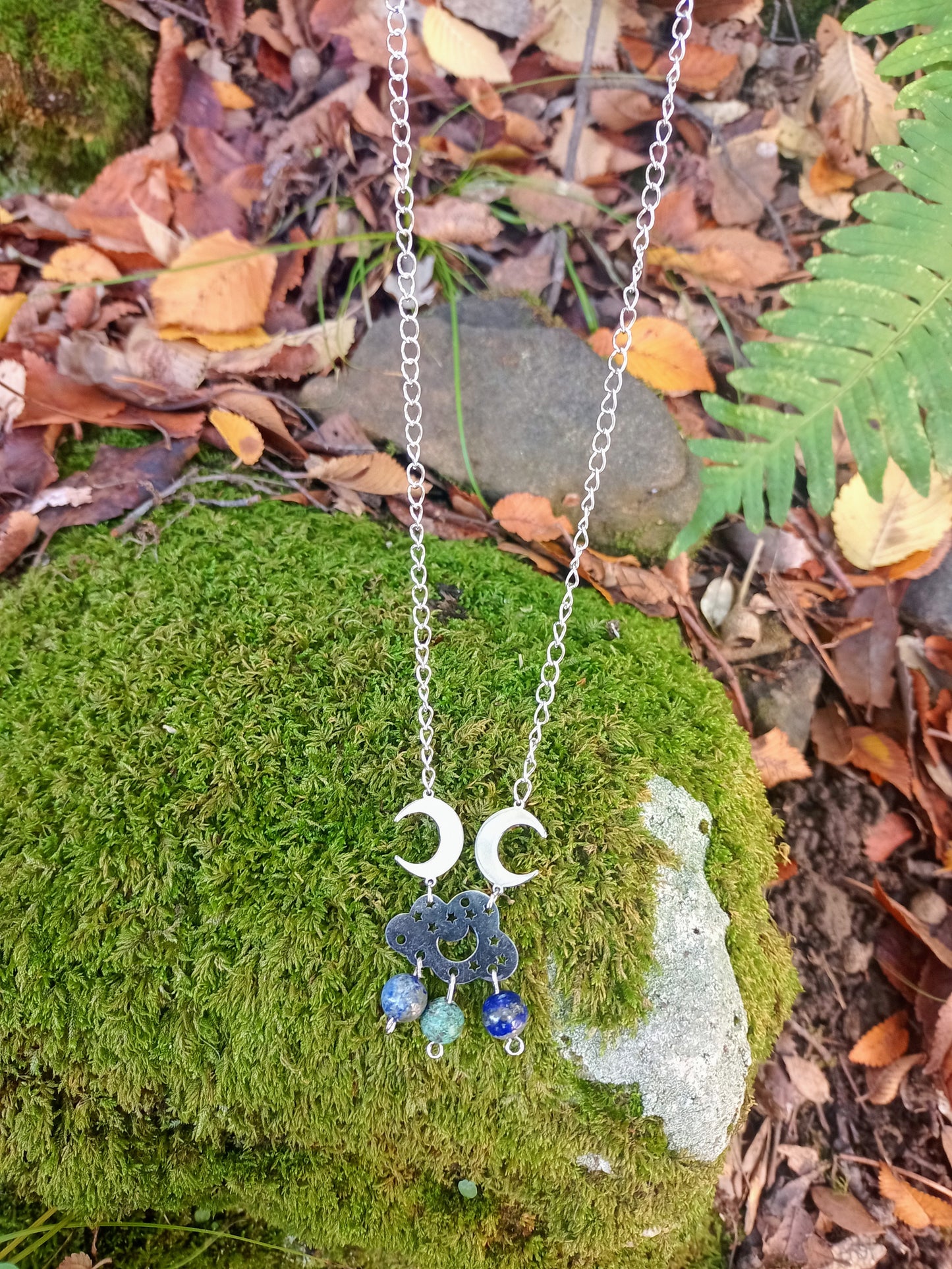 Collier La tête dans les nuages en Lapis-Lazuli & Turquoise Africaine