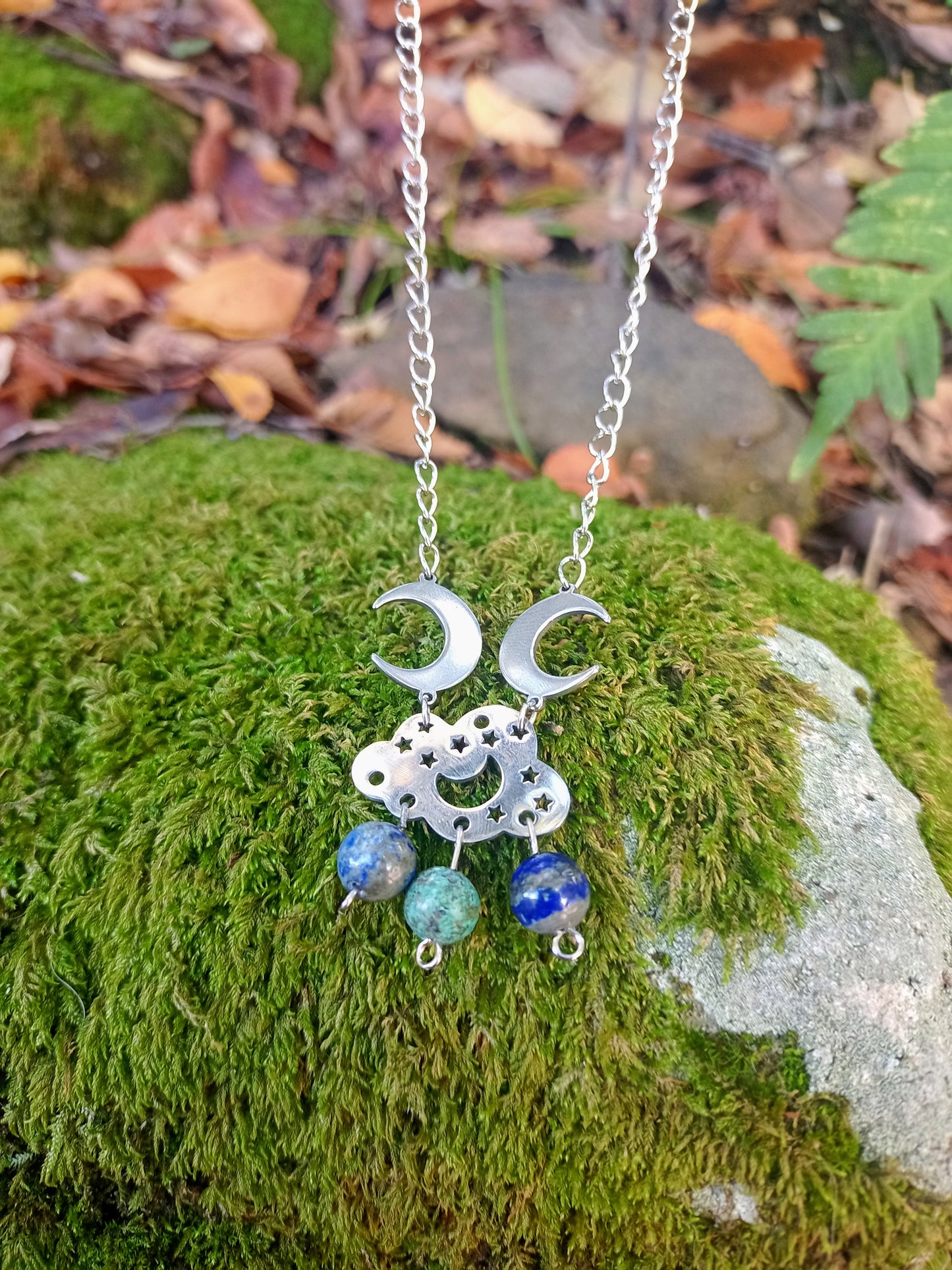 Collier La tête dans les nuages en Lapis-Lazuli & Turquoise Africaine