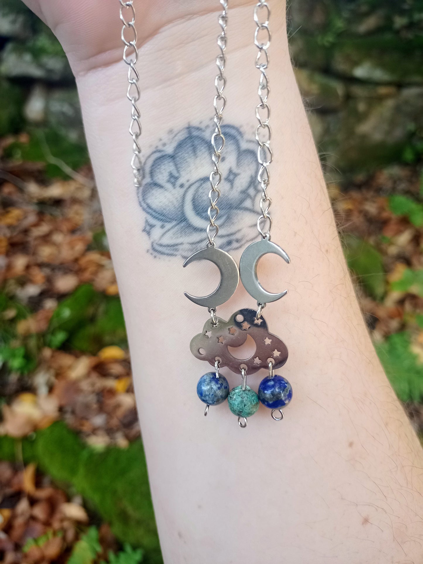 Collier La tête dans les nuages en Lapis-Lazuli & Turquoise Africaine