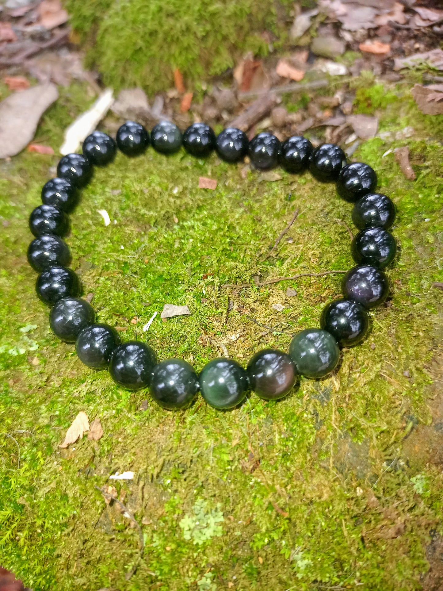 Bracelet en Obsidienne oeil Céleste 8mm