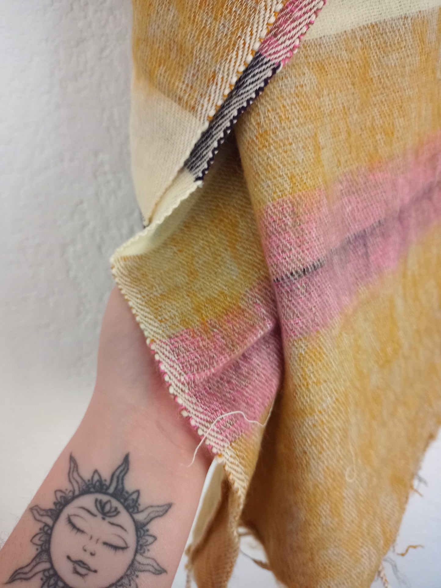 Yellow, Pink & Beige Striped Scarf