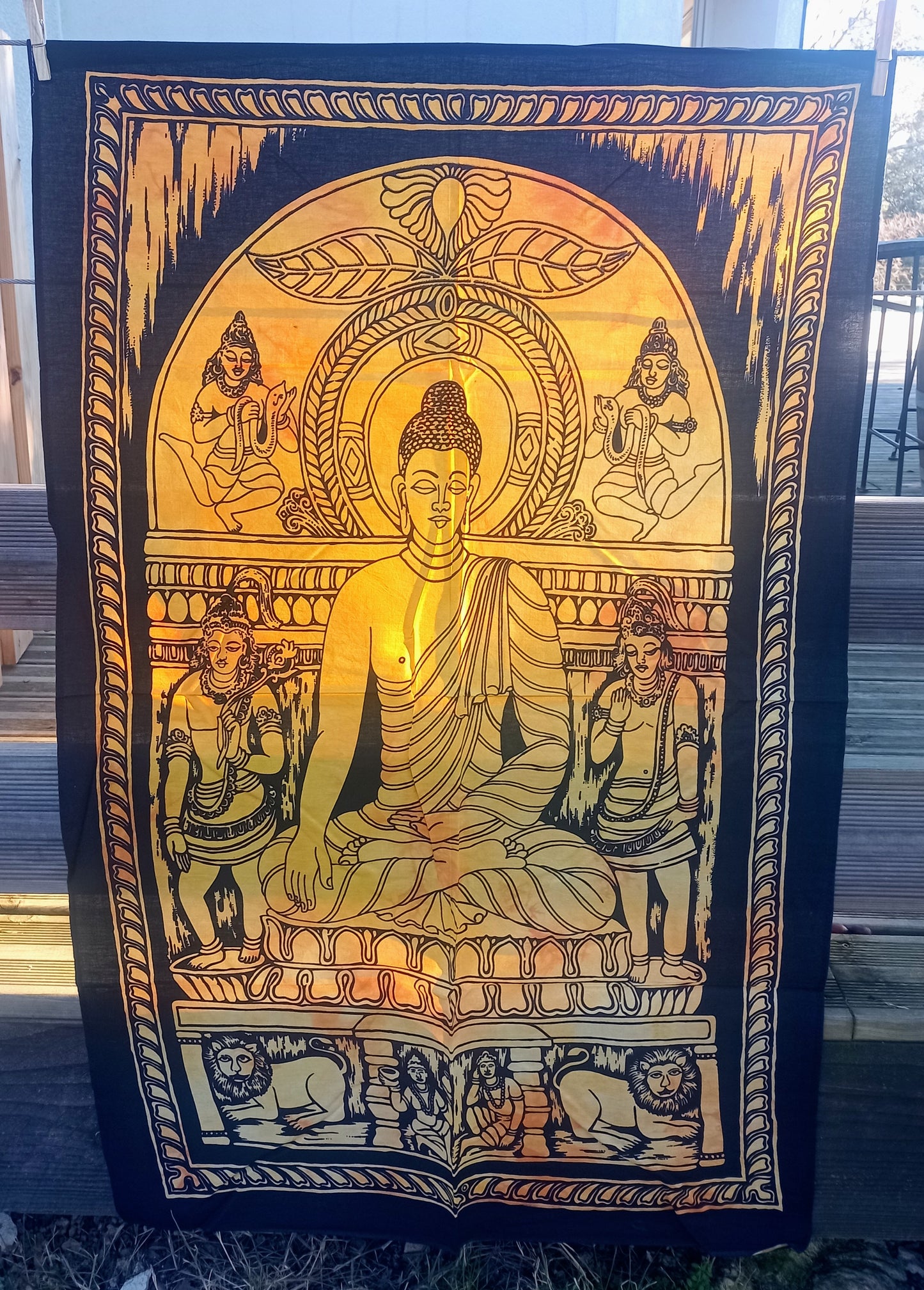 Small yellow & black Buddha hanging