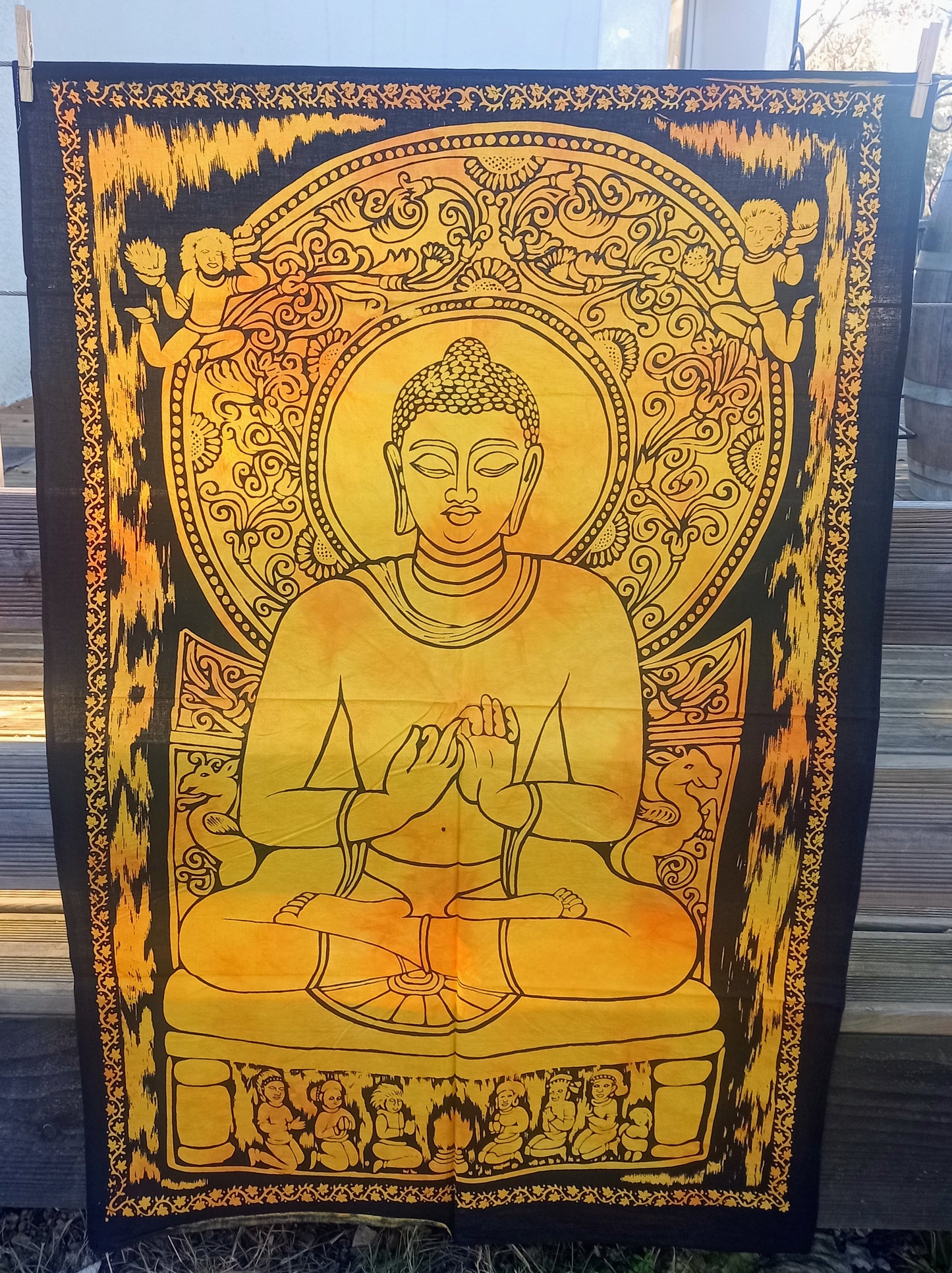 Small yellow & black Buddha hanging