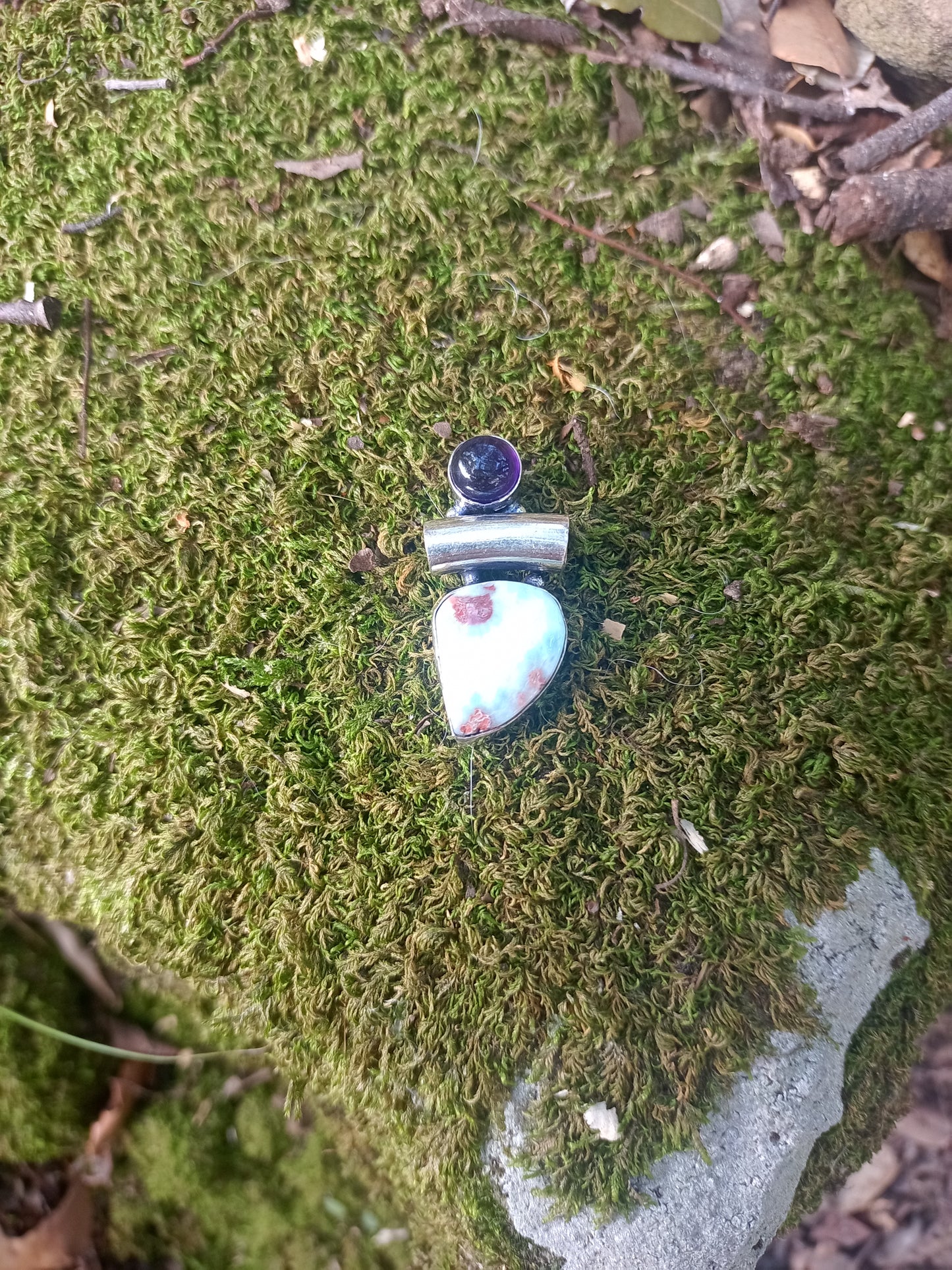 Pendentif larimar et Améthyste