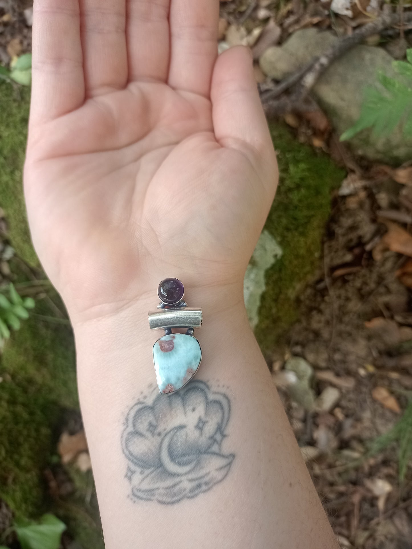 Pendentif larimar et Améthyste