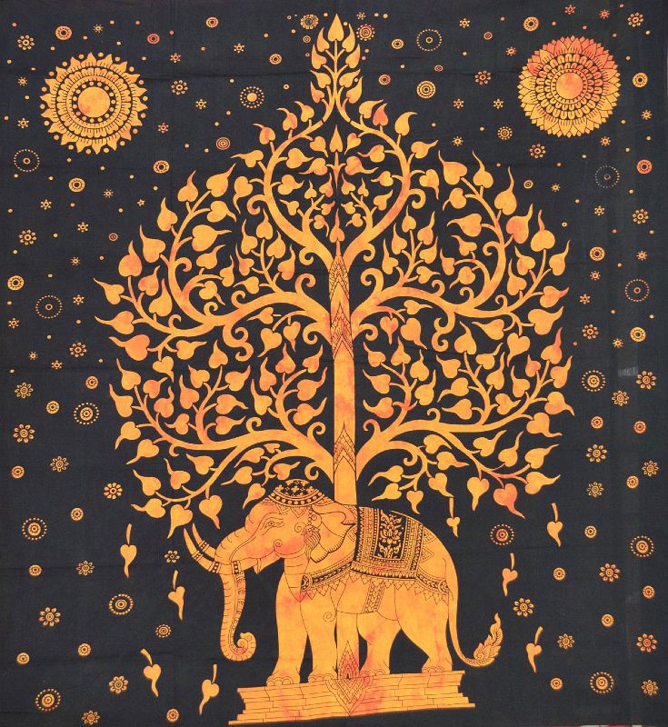 Large black & orange elephant wall hanging