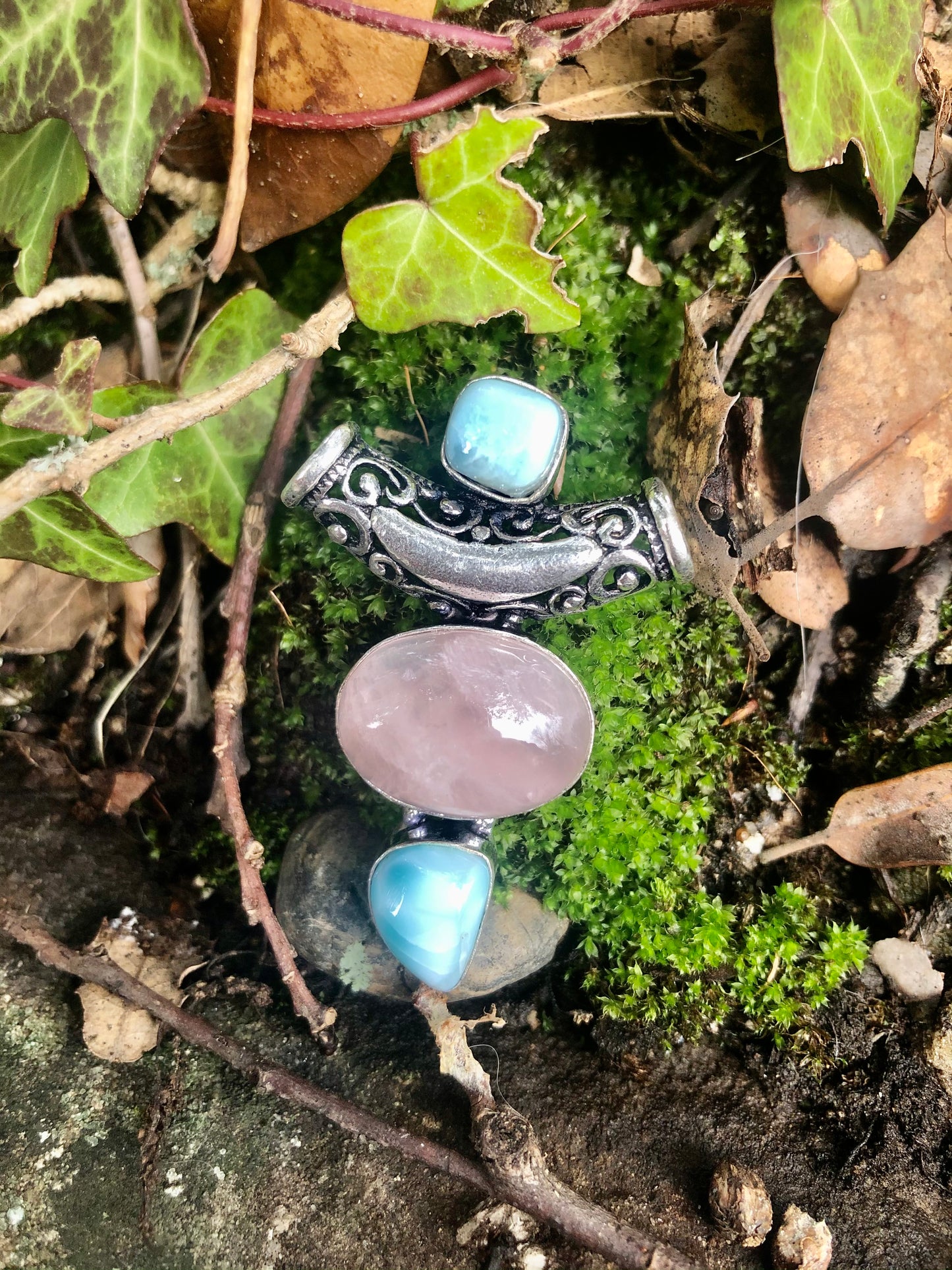 Pendentif en Quartz Rose & Larimar
