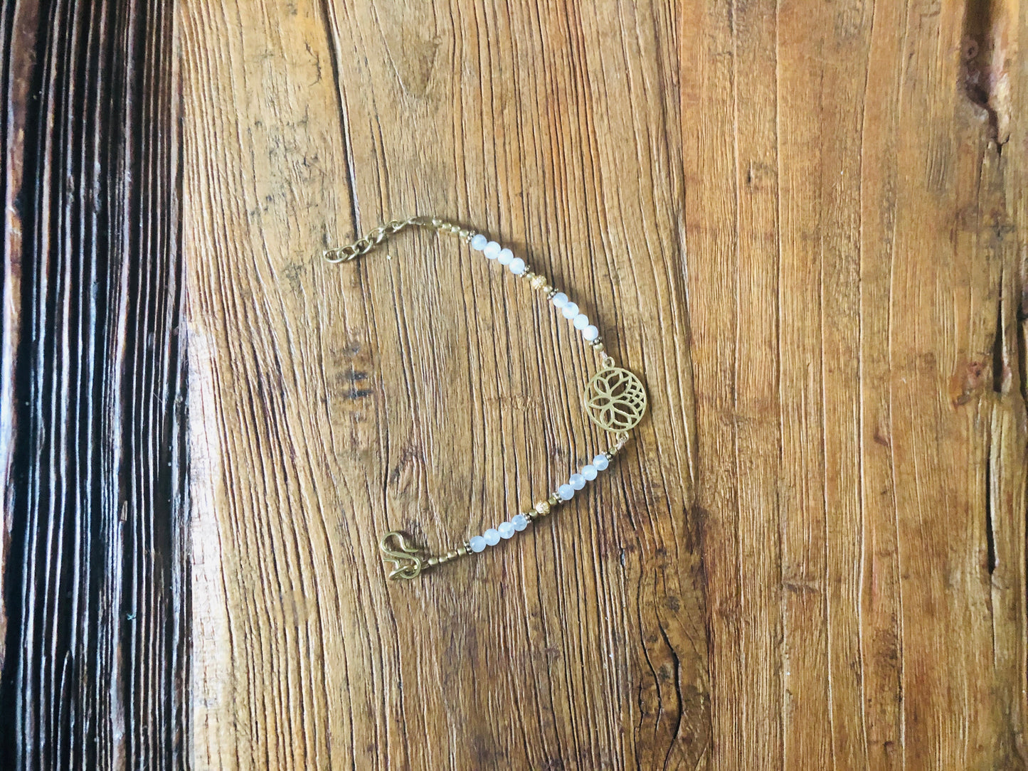 Bracelet en Laiton & Pierre de Lune