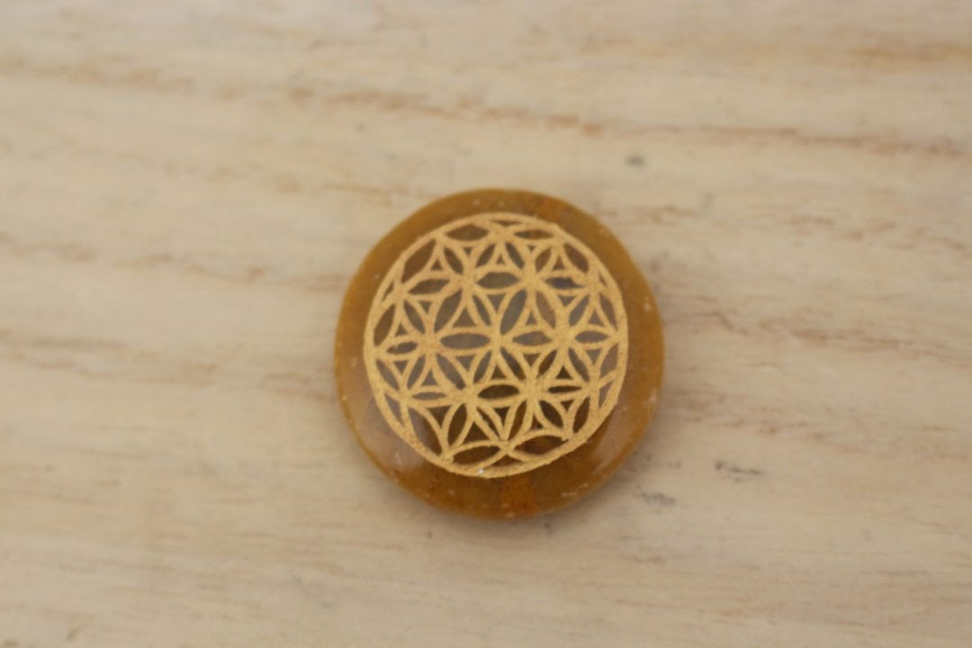 Flower of life chakra pebble