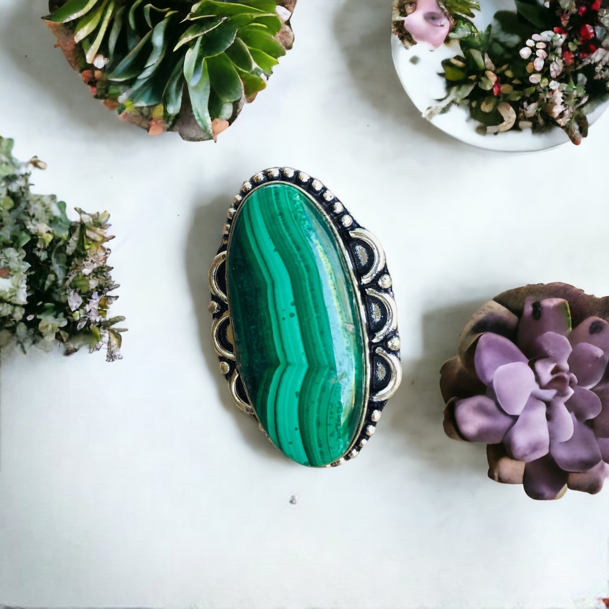 Malachite ring size 54