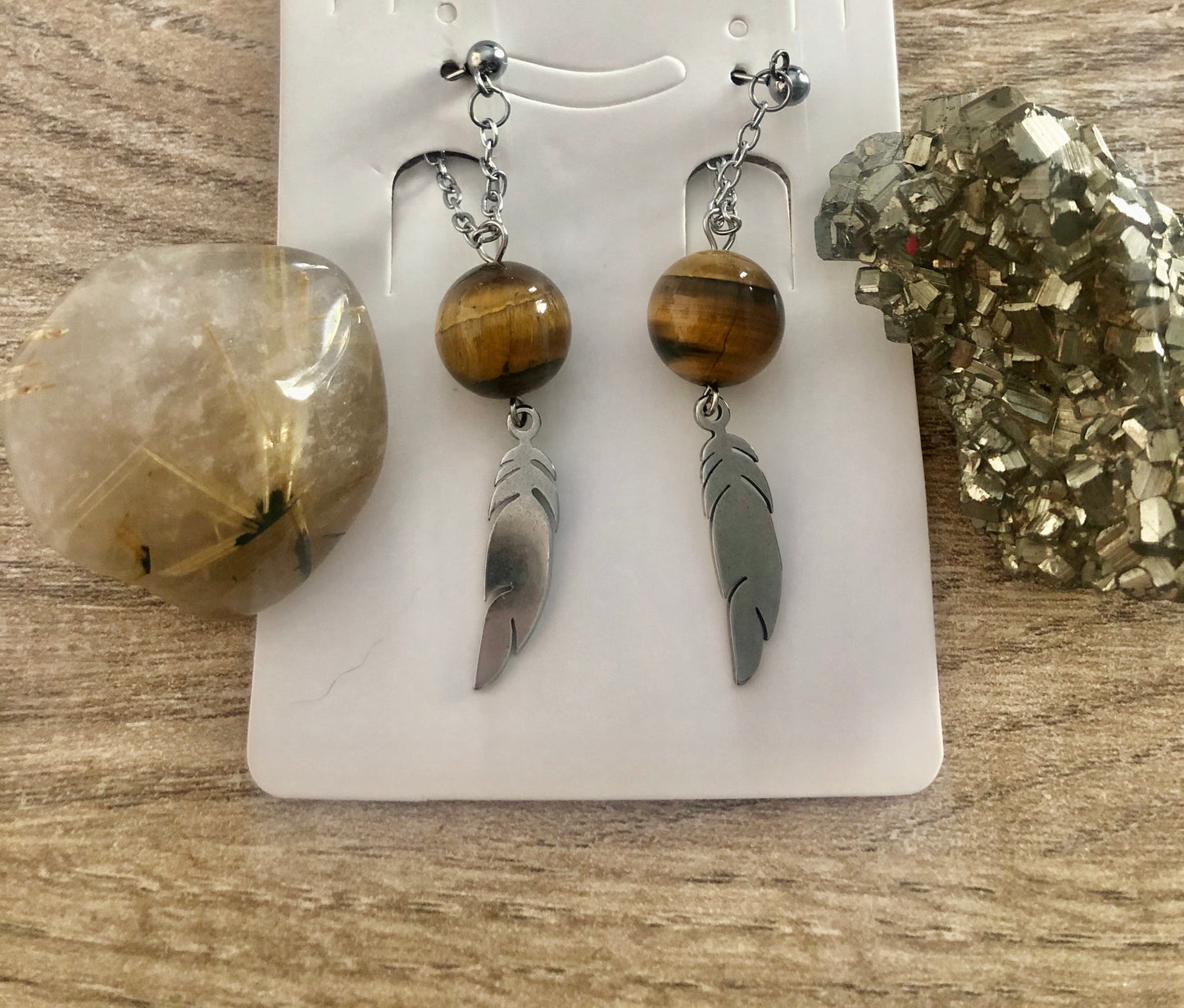 Boucles d’oreilles en Oeil de Tigre