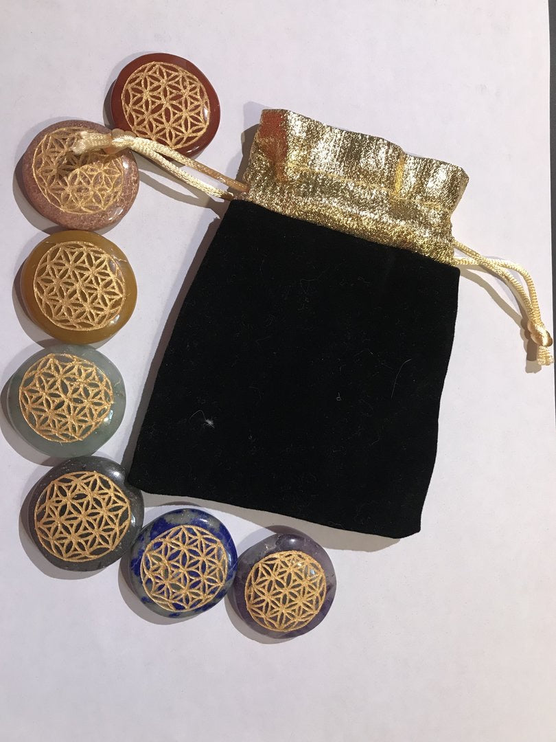 Flower of life chakra pebble