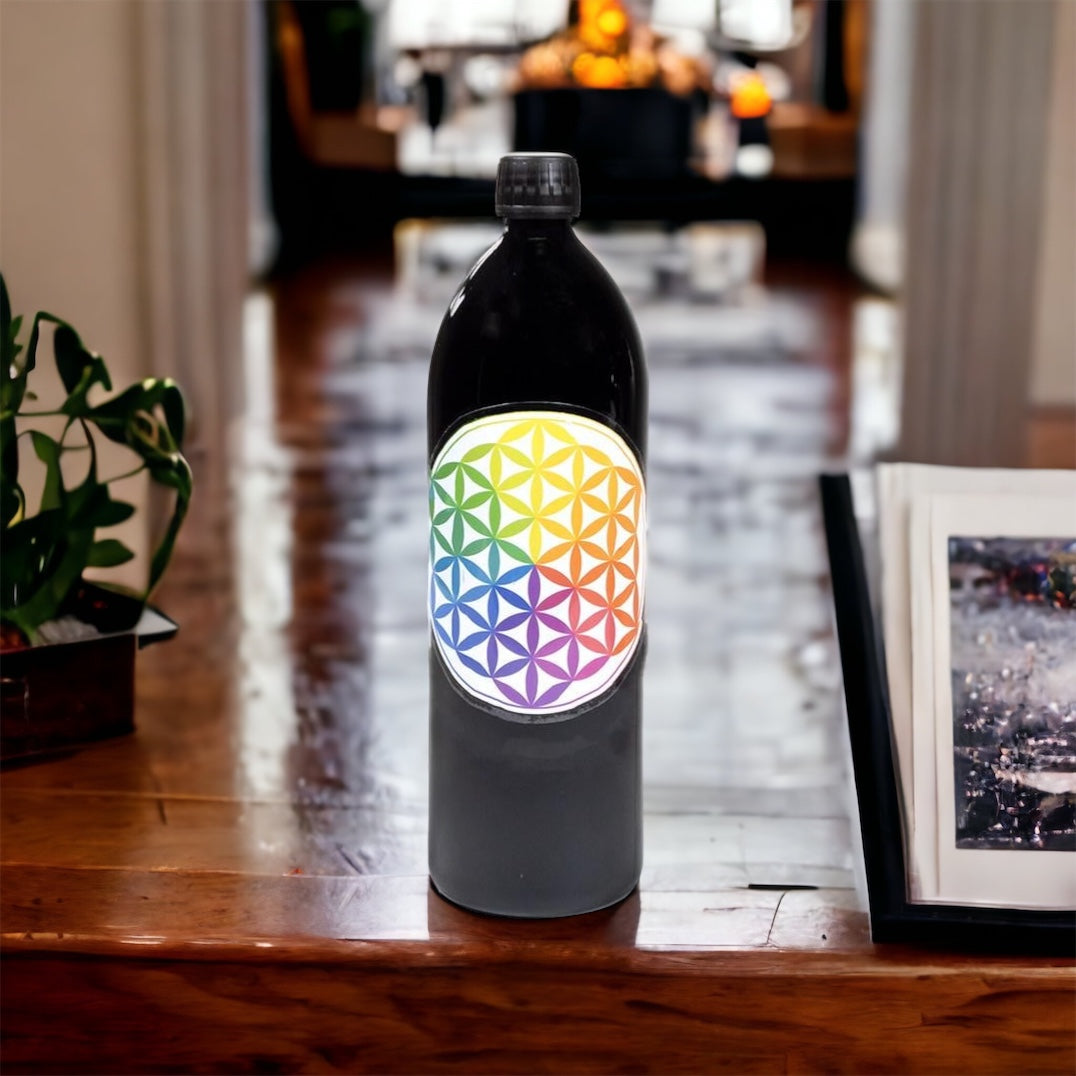 Flower of Life Bottle Multicolored in Miron Glass