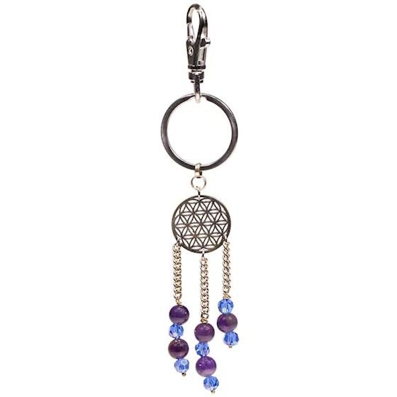 Flower of life metal key ring