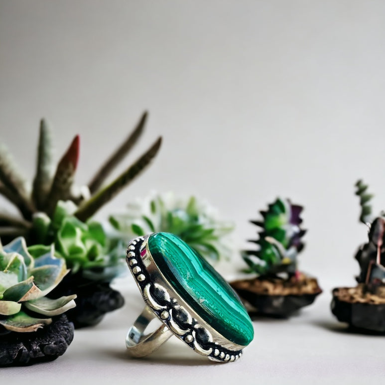 Malachite ring size 54