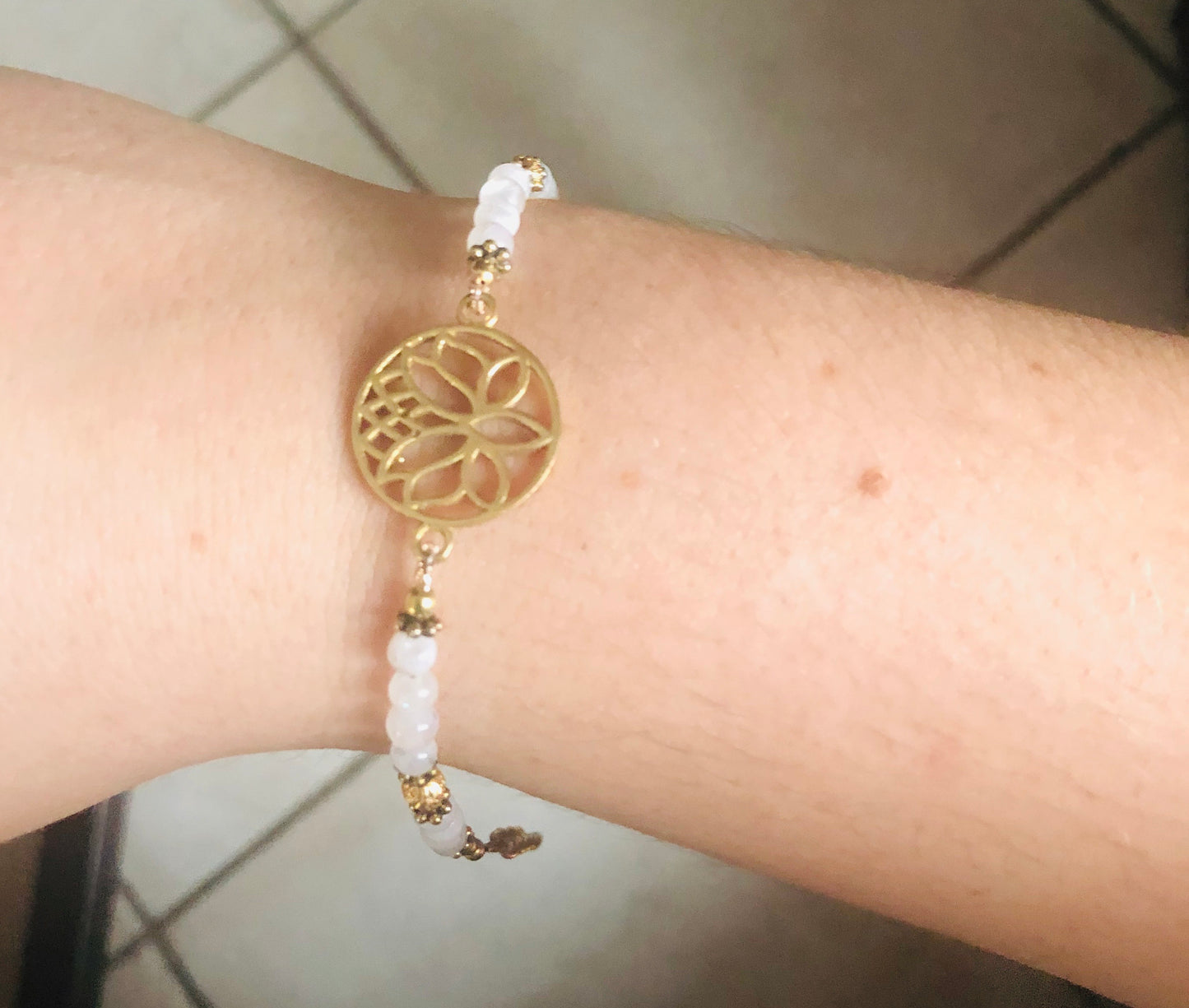 Bracelet en Laiton & Pierre de Lune